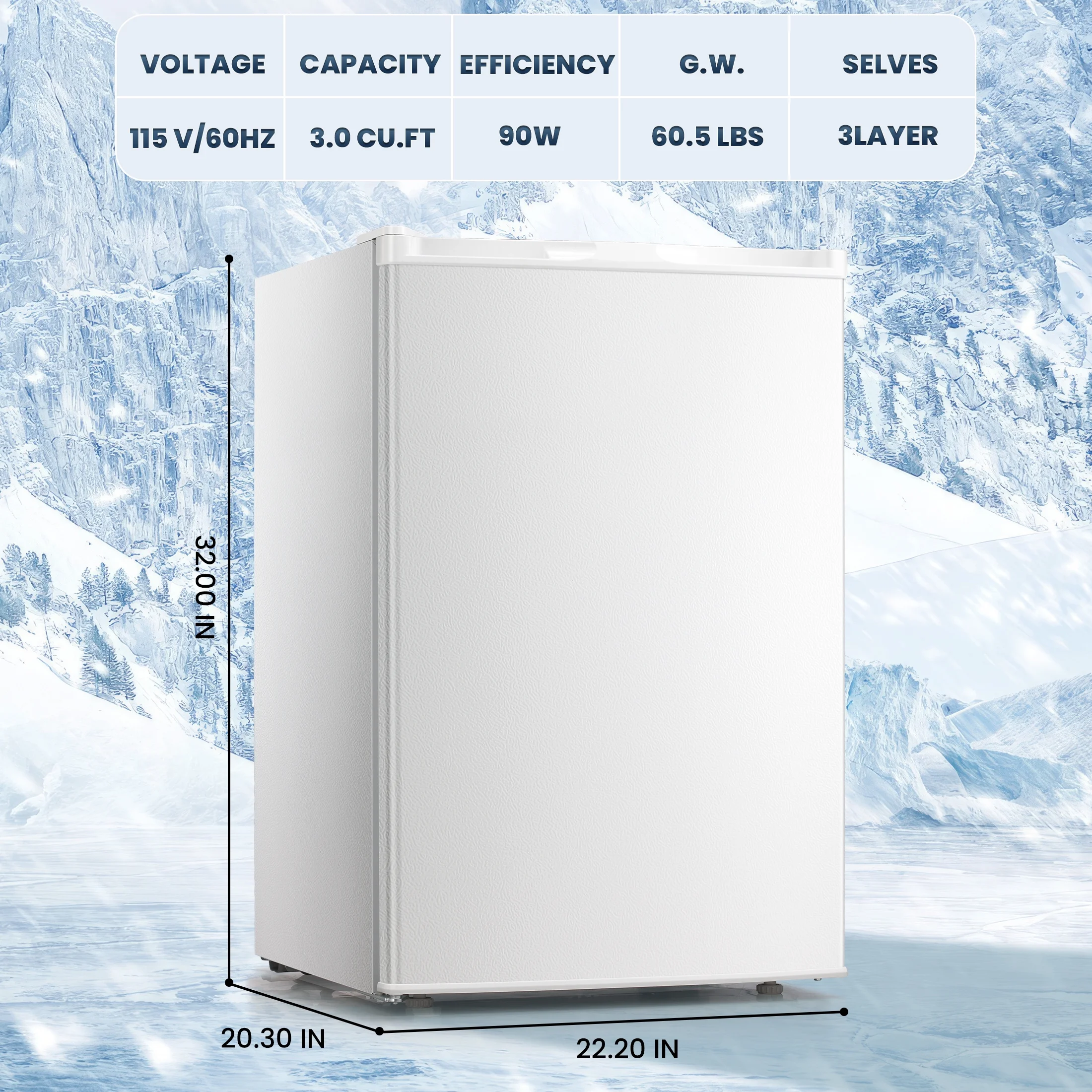 Electactic Upright Freezer, Energy Saving 3.0 Cu.ft Single Door Compact Upright Freezer with Reversible Door(Black) - Image 16