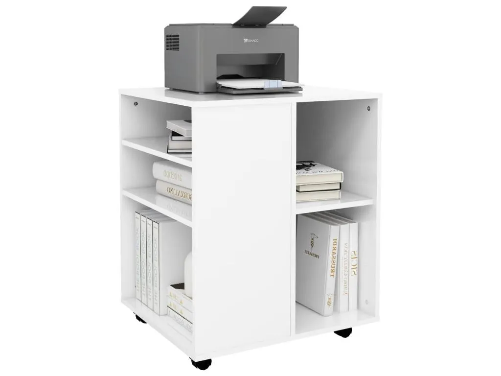 Armario ruedas Kavehomedeco contrachapada blanco brillante 60x53x72cm KVPU98895