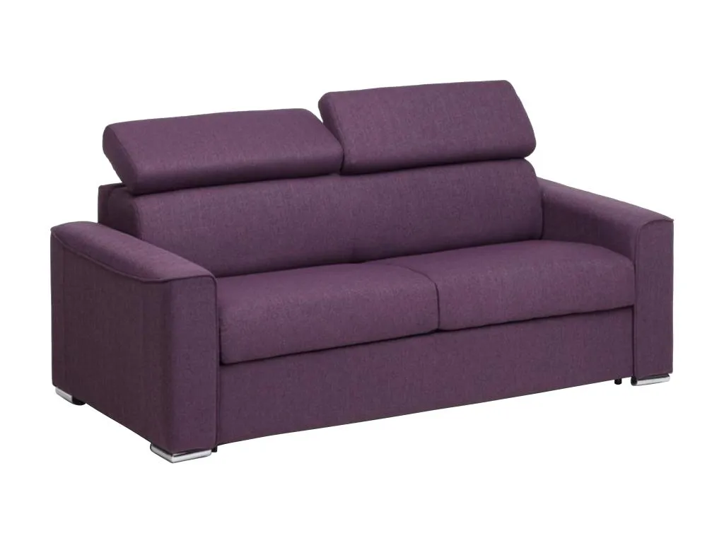 Sofá cama de 3 plazas de tela de apertura rápida Francomuebleses - Violeta - Cama de 140 cm - Colchón de 16 cm memoria de forma