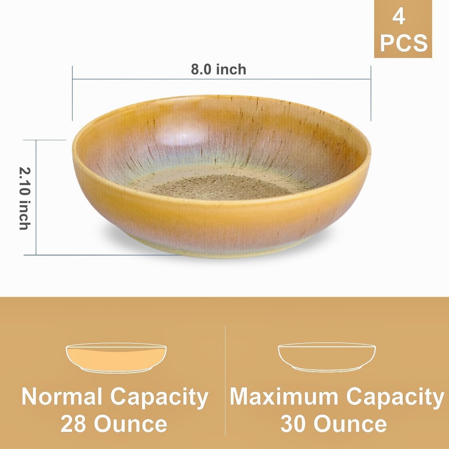 30oz Ceramic bowls set of 4-8