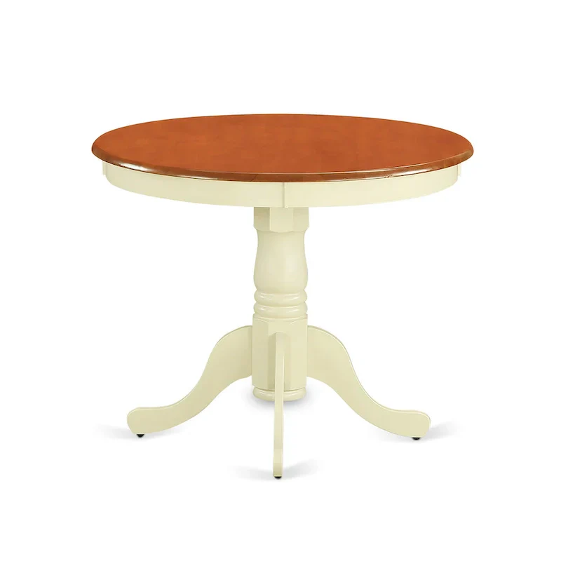 East West Furniture Antique Round Dining Table - 36x36 Inch Kitchen Table with Pedestal Base (Multiple Finish Options)