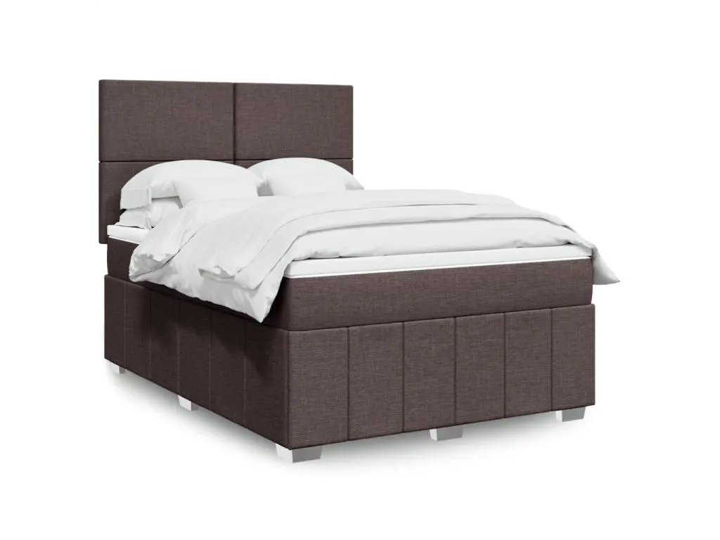 Cama box spring con colchón tela marrón oscuro 140x200 cm cvh3521440
