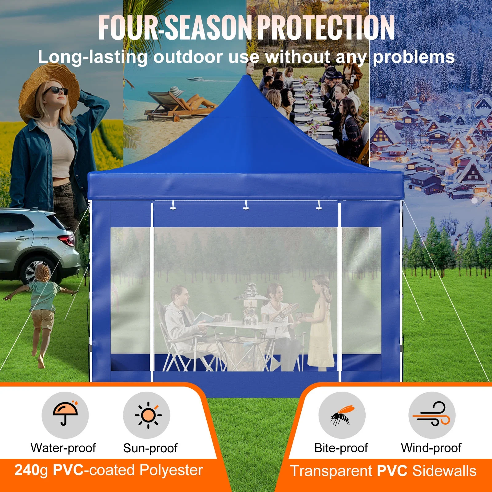 BENTISM 10' x 10' Instant Pop Up Gazebo Tent, Adjustable Height with UV Resistant - Image 12