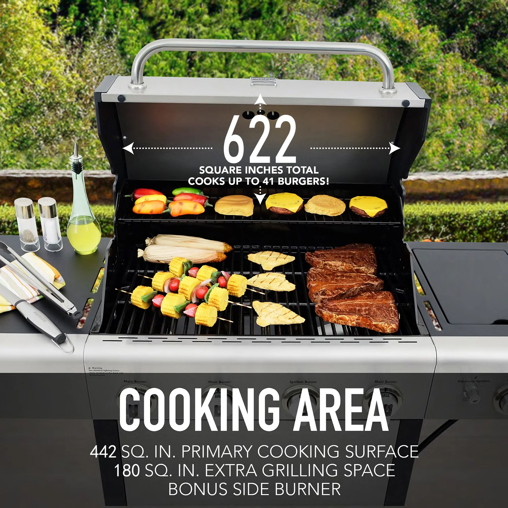 Kenmore BBQ Propane Gas Grill - 5 Burners with Side Burner & Searing Zone, 644 Sq. In. Stainless Steel Grill, 66,000 BTU, Ideal for Outdoor Cooking, Patio & Backyard, Black - Image 29
