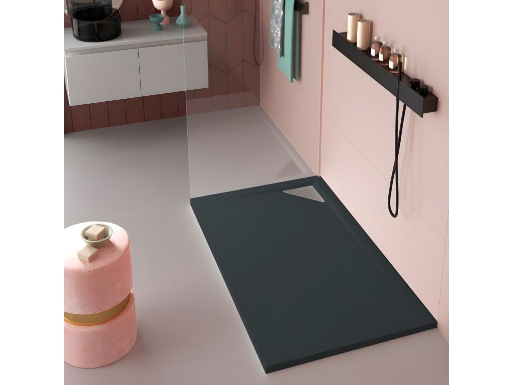 Plato de ducha resina TRINITY ANTRACITA 90x210 cm Rejilla Izquierda