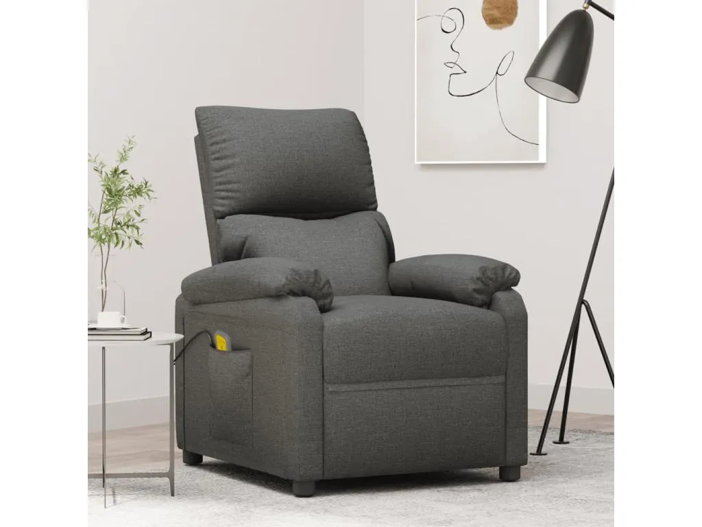 Sillón de masaje de tela gris oscuro