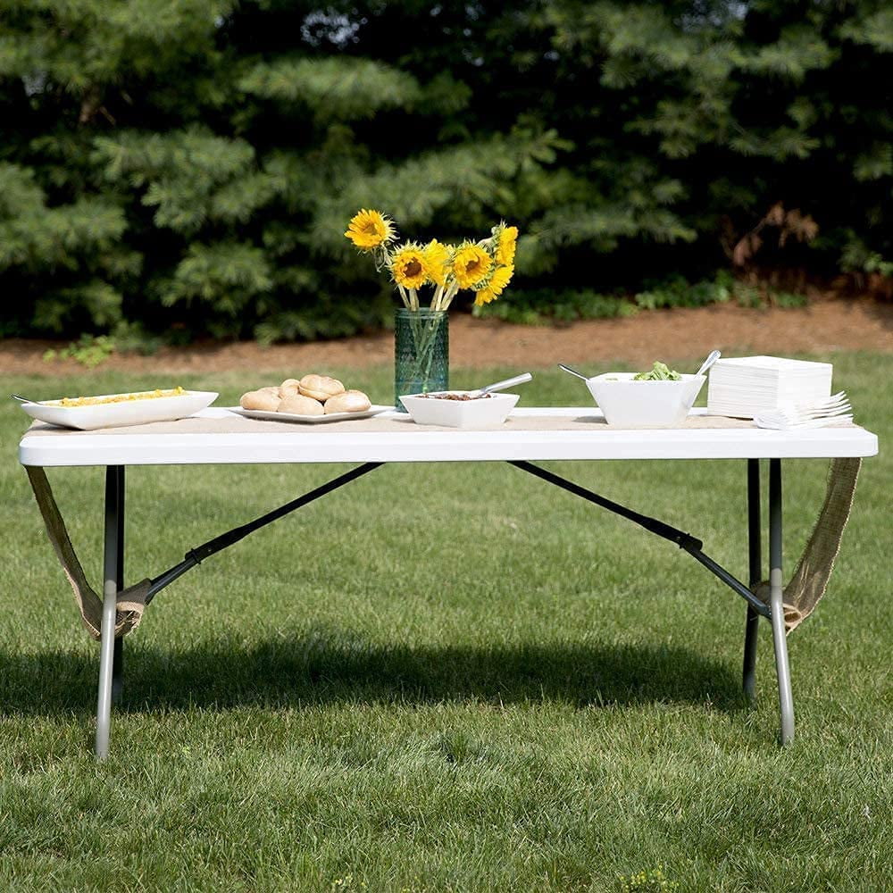 Amazing for less 8ft Folding Table White Plastic Portable Long Foldable Tables Indoor Outdoor Party Picnic Camping Fold Table 8 Foot (4ft, 6ft, 8ft) - Image 2