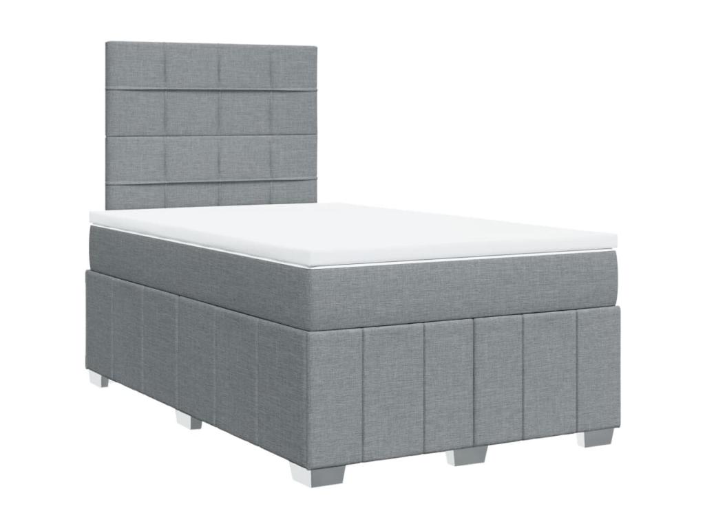 Cama box spring con colchón tela gris claro 120x190 cm