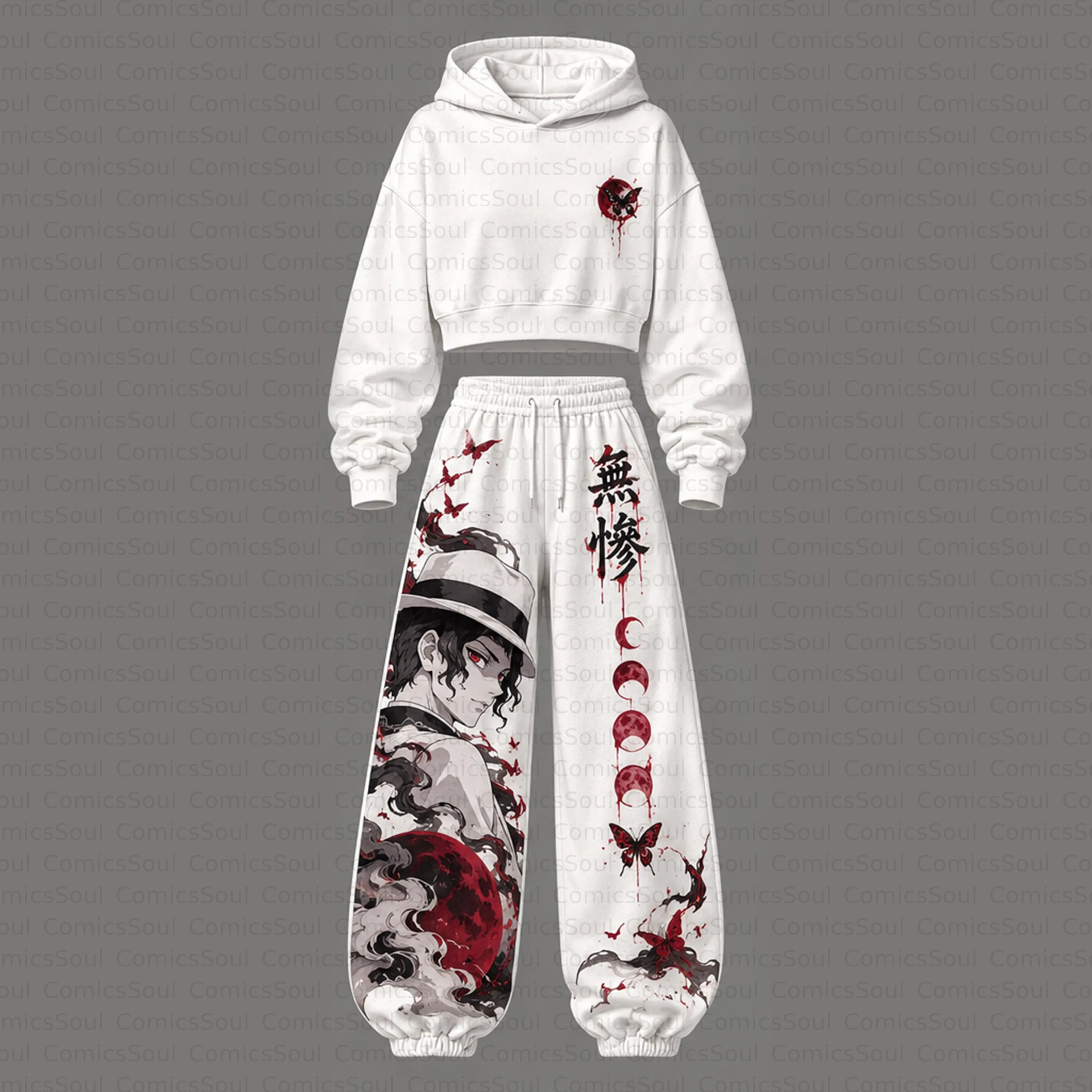 Demon Slayer Cropped Long Sleeve Hoodie & High Waist Jogger Pants Two Piece TeeThreads Sustain the Scene with Custom Apparel