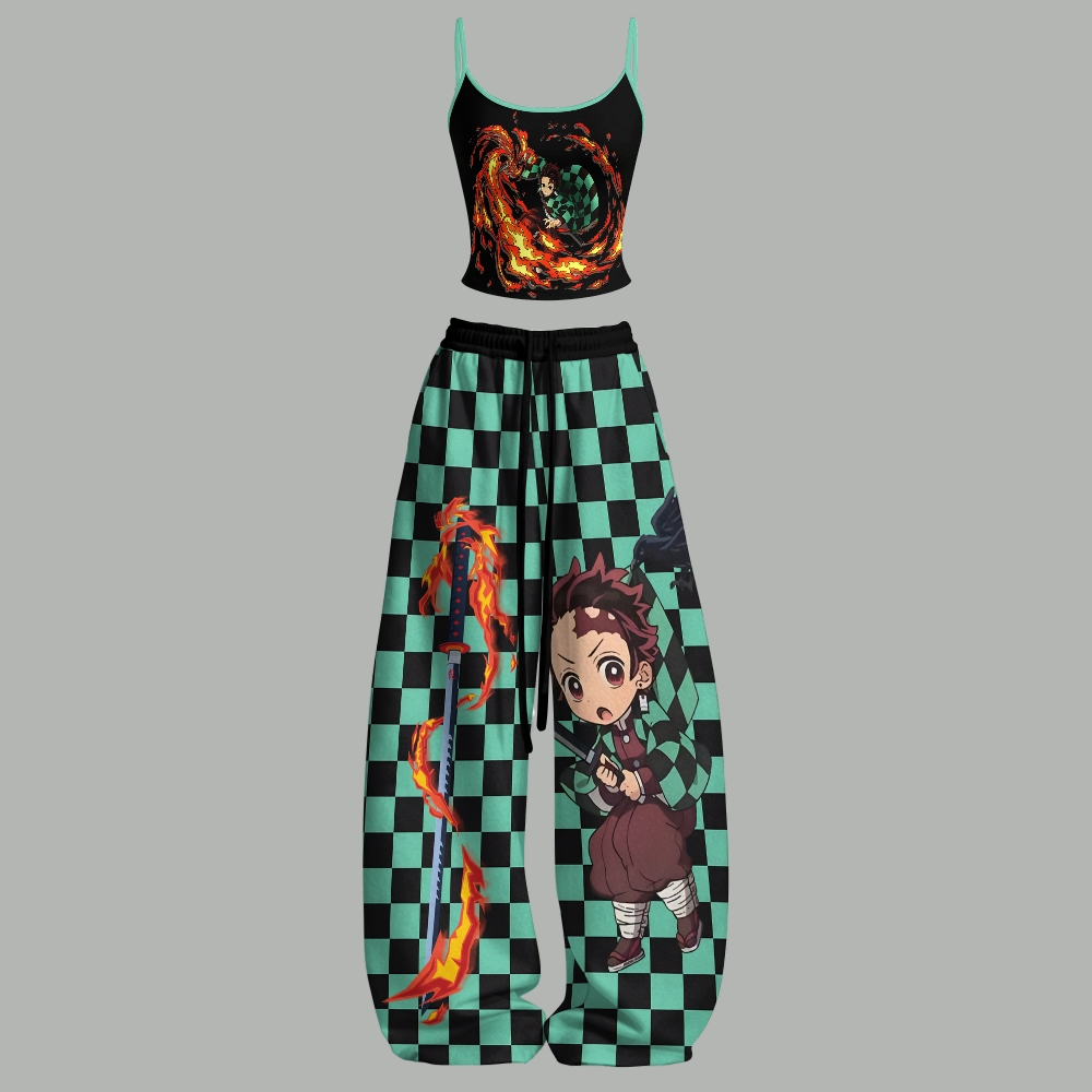 Demon Slayer Top & Elasticated Trousers Two-Piece Set