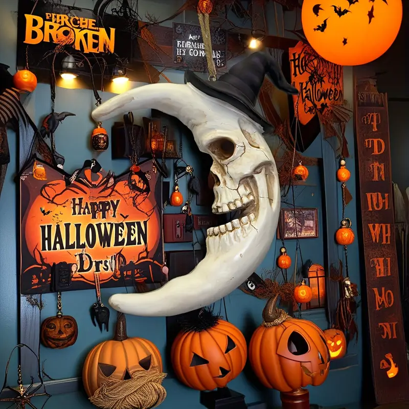 Skulloween™ – Crescent Moon Skull Ornament - Image 2 Skulloween™ – Crescent Moon Skull Ornament - Image 2