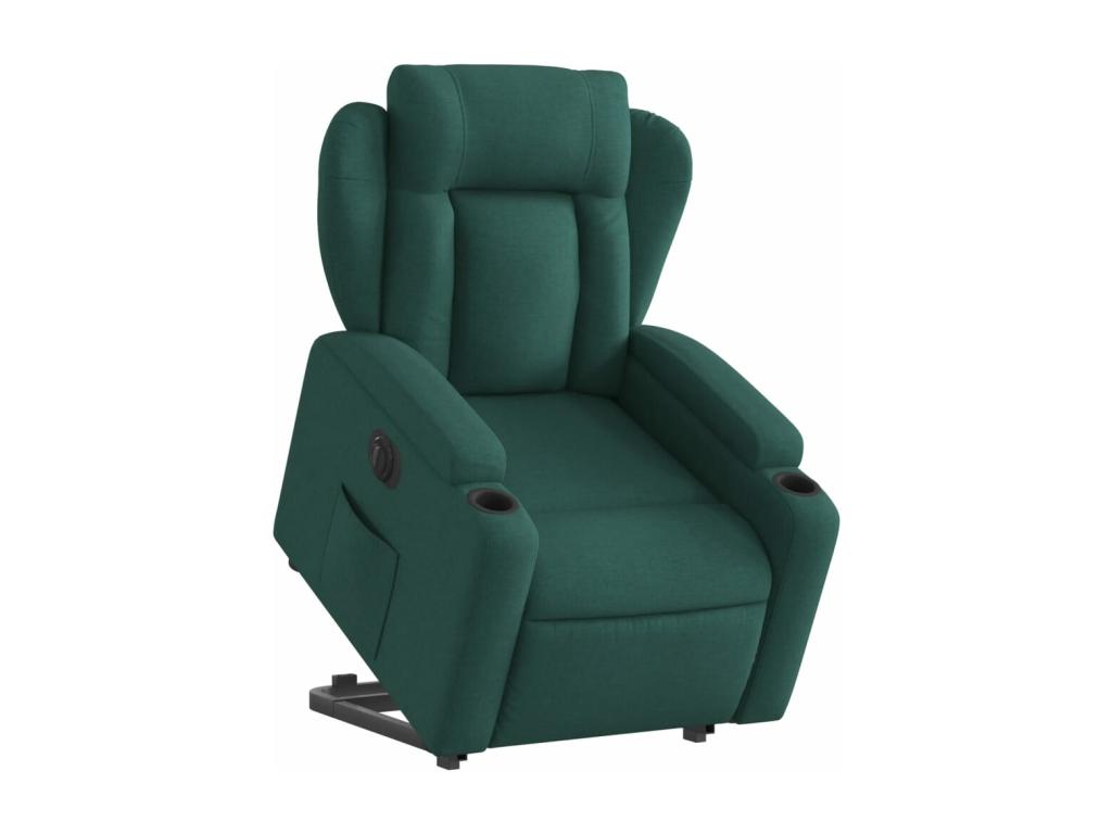 Sillón eléctrico reclinable elevable de tela verde oscuro