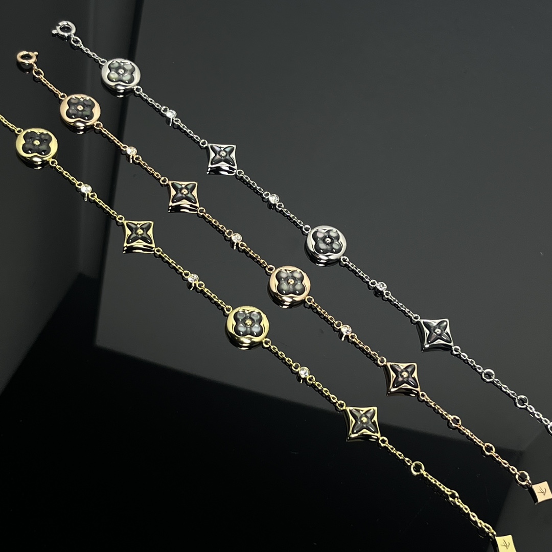 Louis Vuitton 4 Motifs Grey Mother of Pearl Color Blossom Bracelet - Original Replica Club