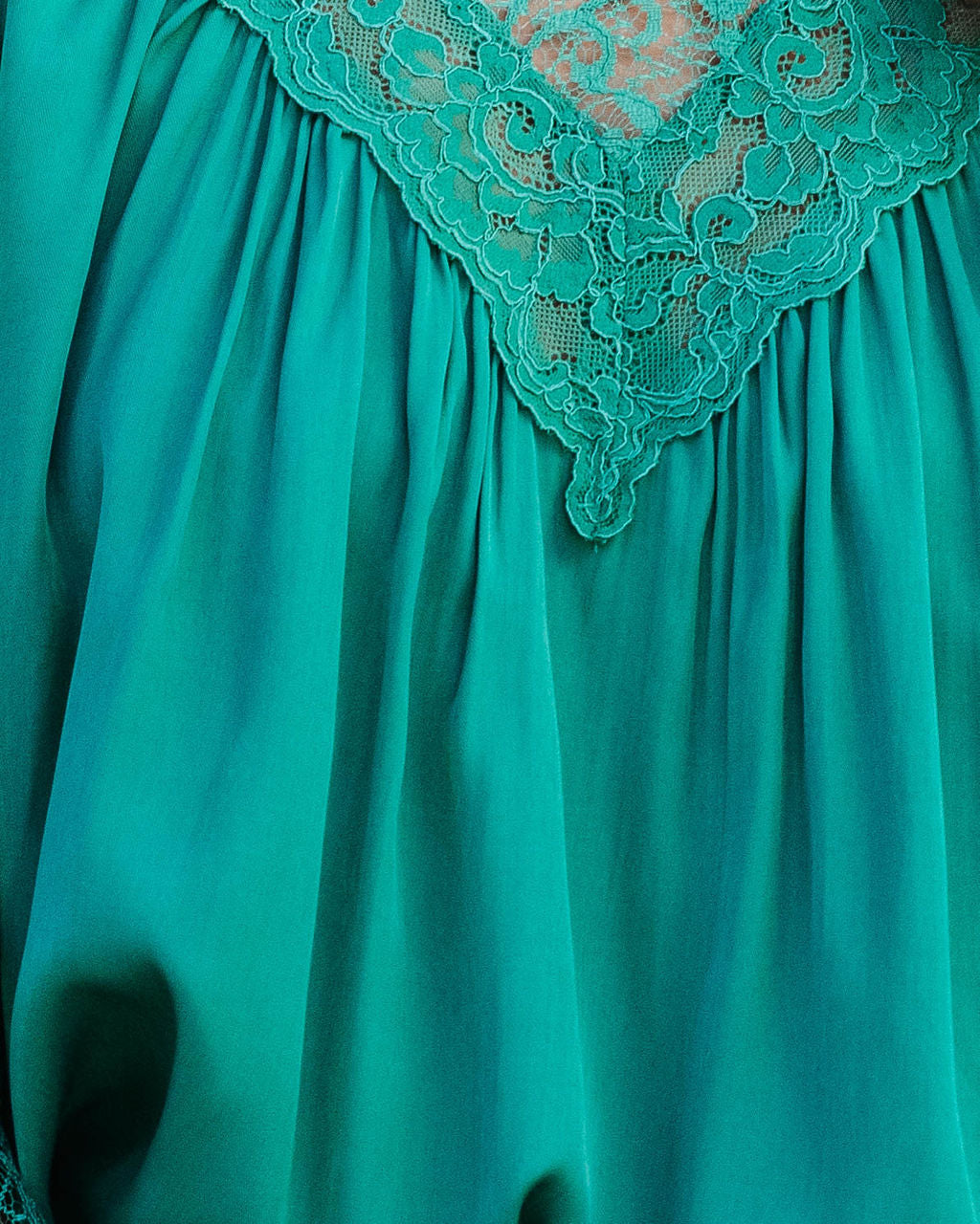 Down Memory Lane Lace Contrast Top - Green - Se7enfashion
