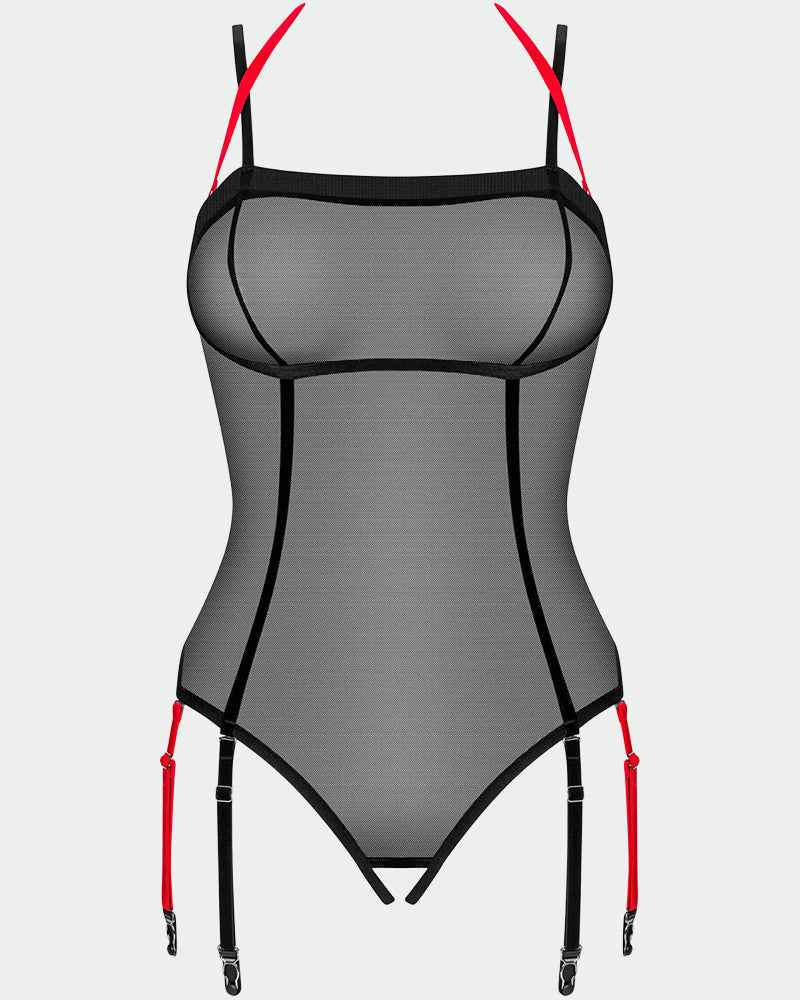 Mesh Tulle Crotchless Teddy