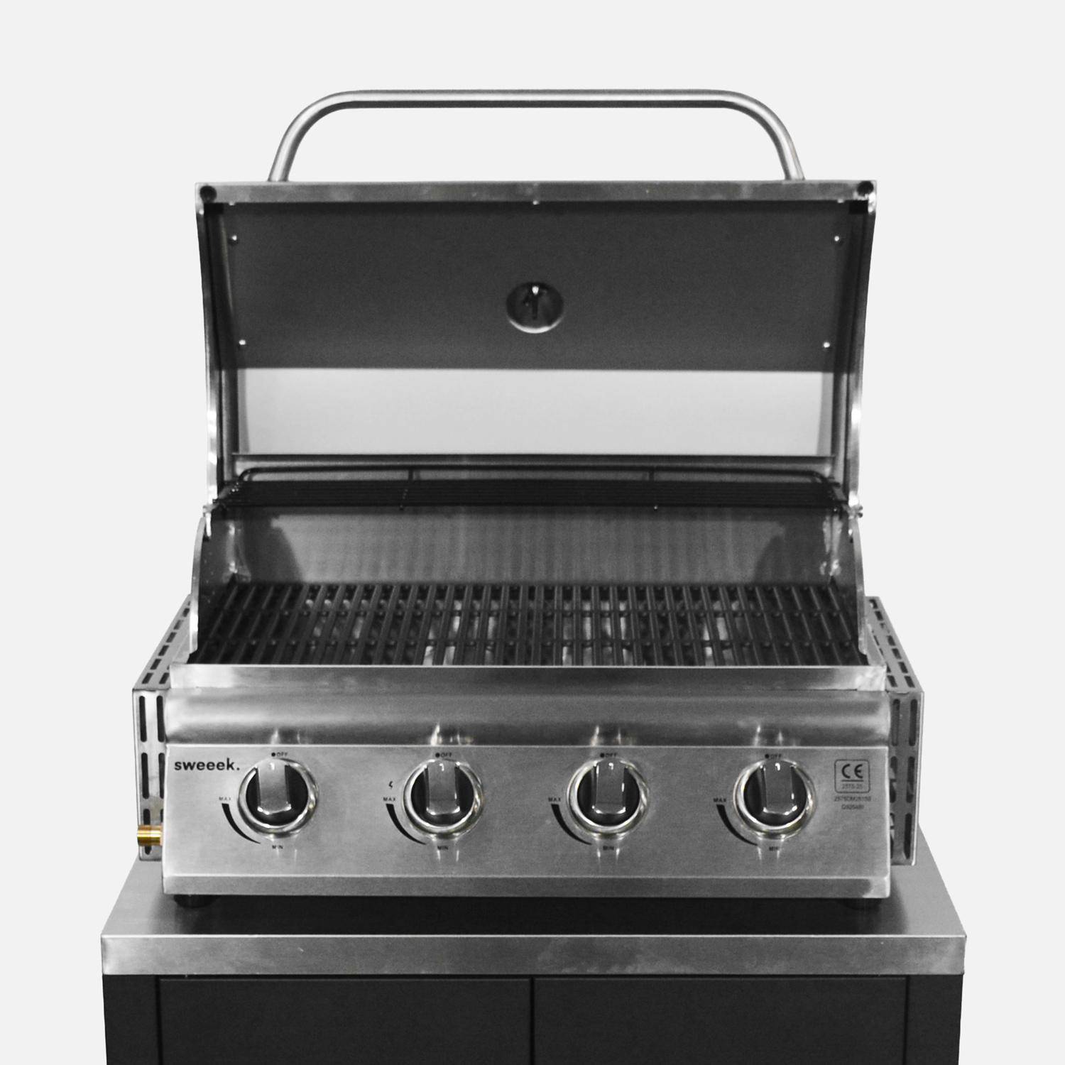 Grimaud 5 módulos + barbacoa de gas - Cocina exterior 5 módulos acero inoxidable con barbacoa gas 4 quemadores