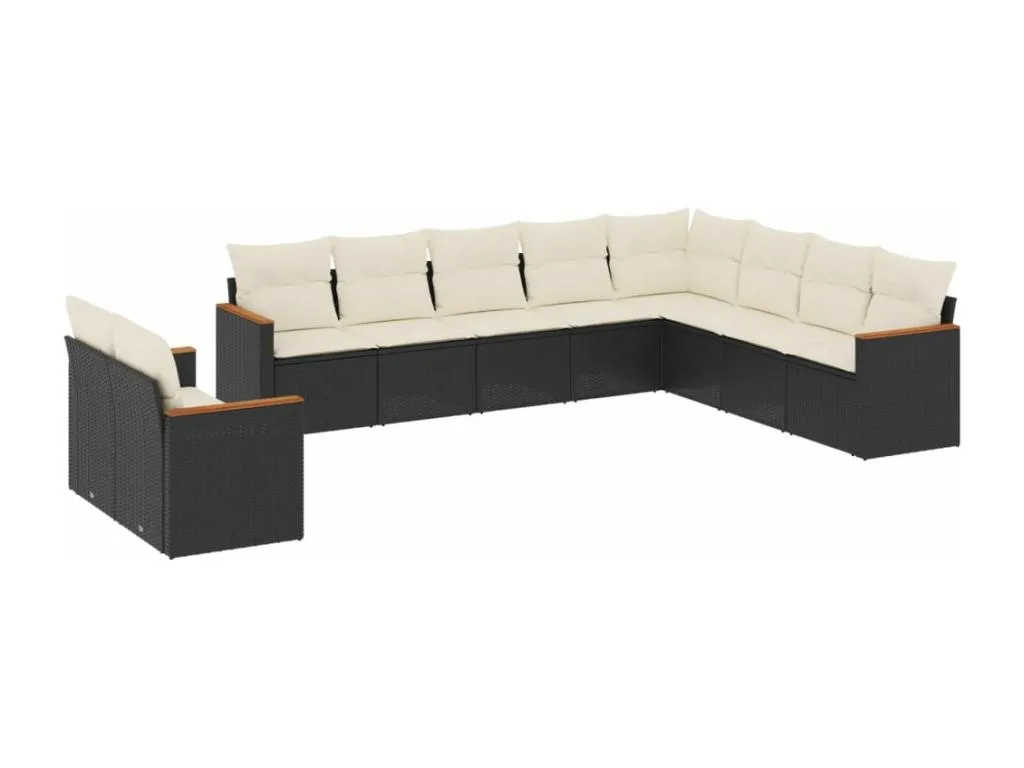 Set de sofás de jardín 10 pzas cojines ratán sintético negro pxpz91572