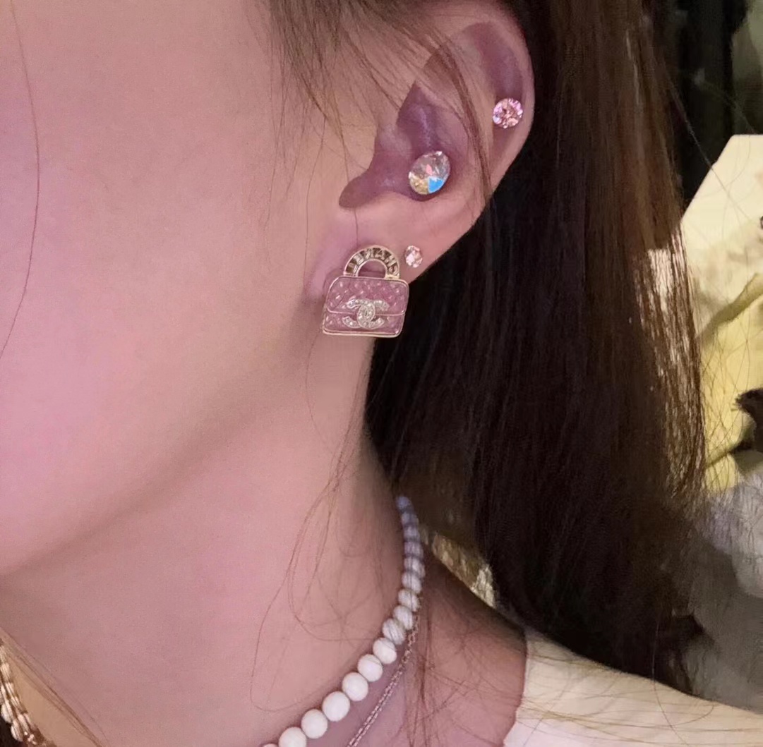 Chanel Pink Bag Earrings - Original Replica Club