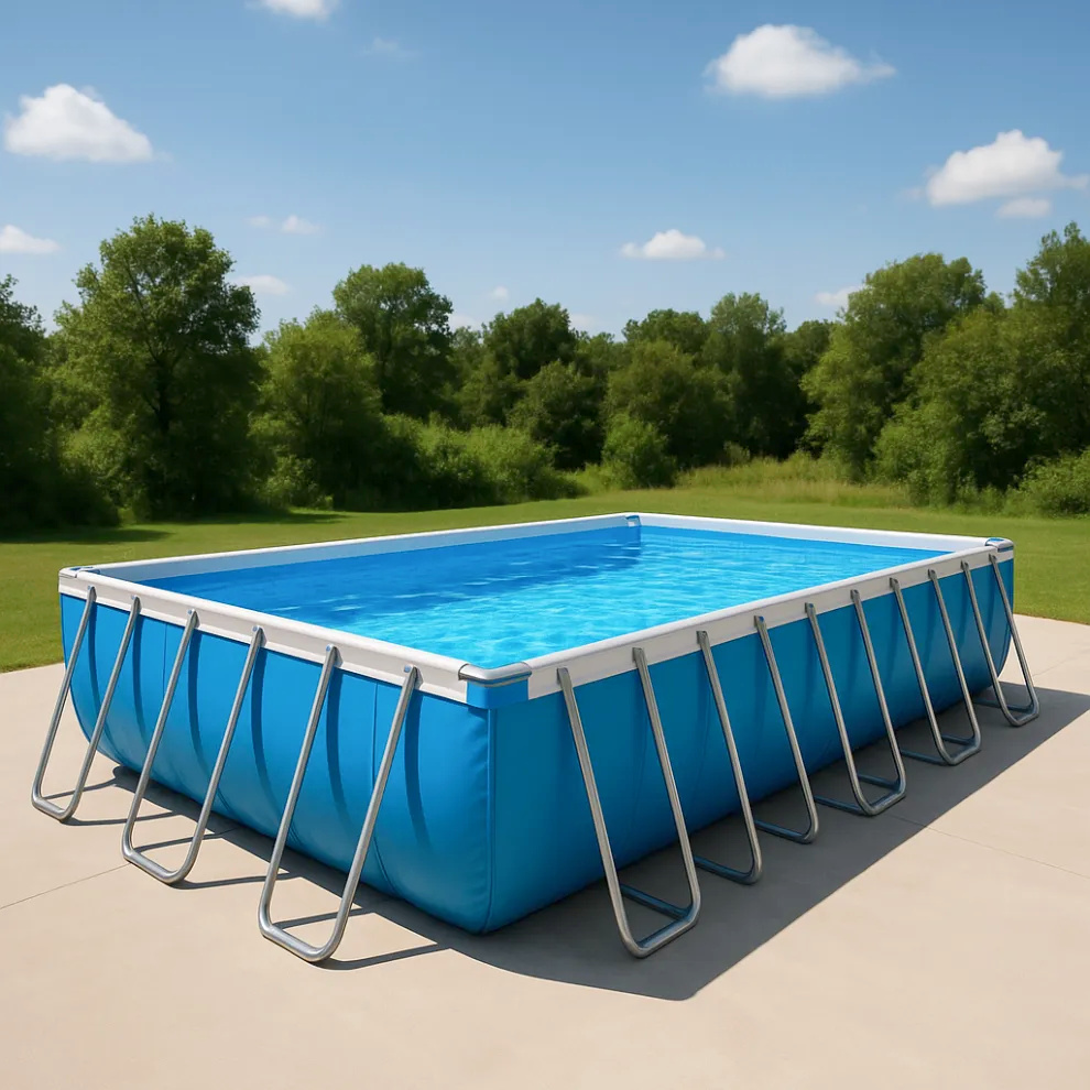 piscina tubular rectangular, piscina desmontable rectangular azul celeste, azul celeste, metal y PVC, jardín y exteriores, 732x366x132 cm WTFWRDT634Az