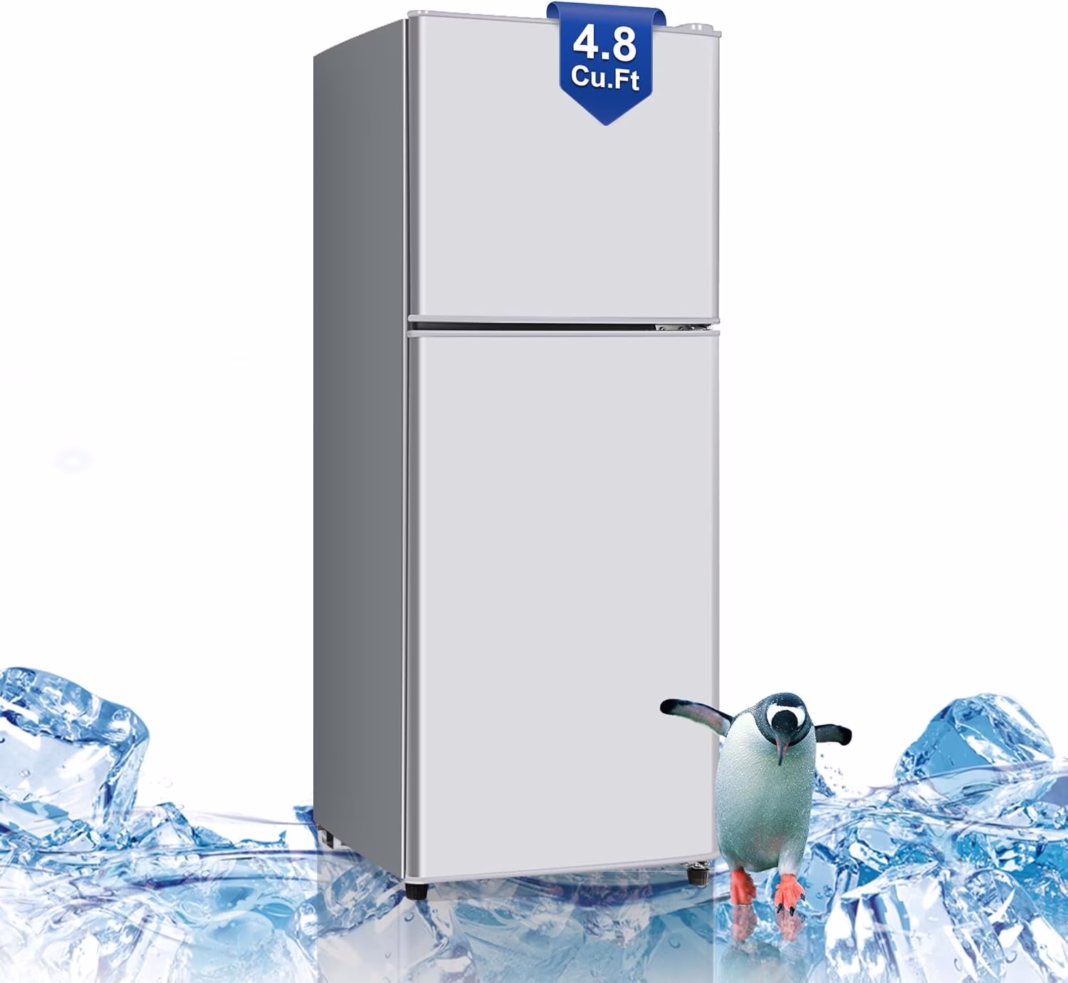 GGTB 4.8 Cu. Ft. Apartment Refrigerator with Freezer, Dorm Fridge with Adjustable Thermostat & Shelves, Mini Refrigerator Freezer for RV, Kitchen, Office, College, Black