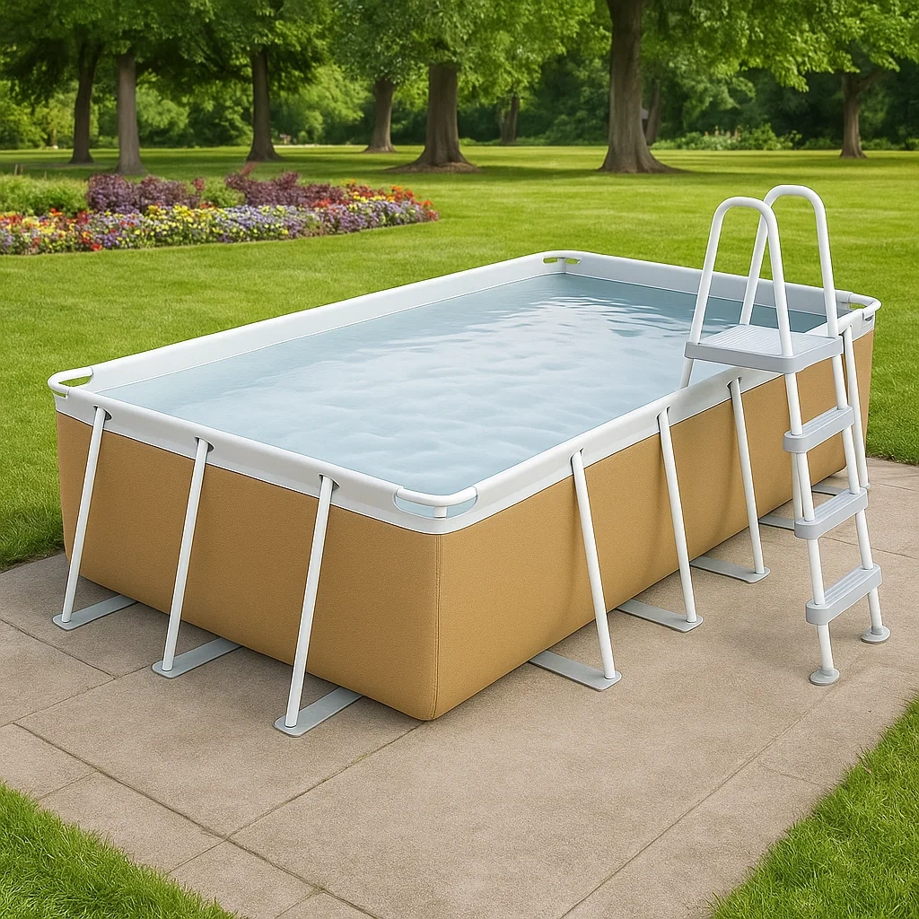 Piscina tubular rectangular desmontable 532x265x119 cm Beige con filtro y escalera loBROSf206bJ