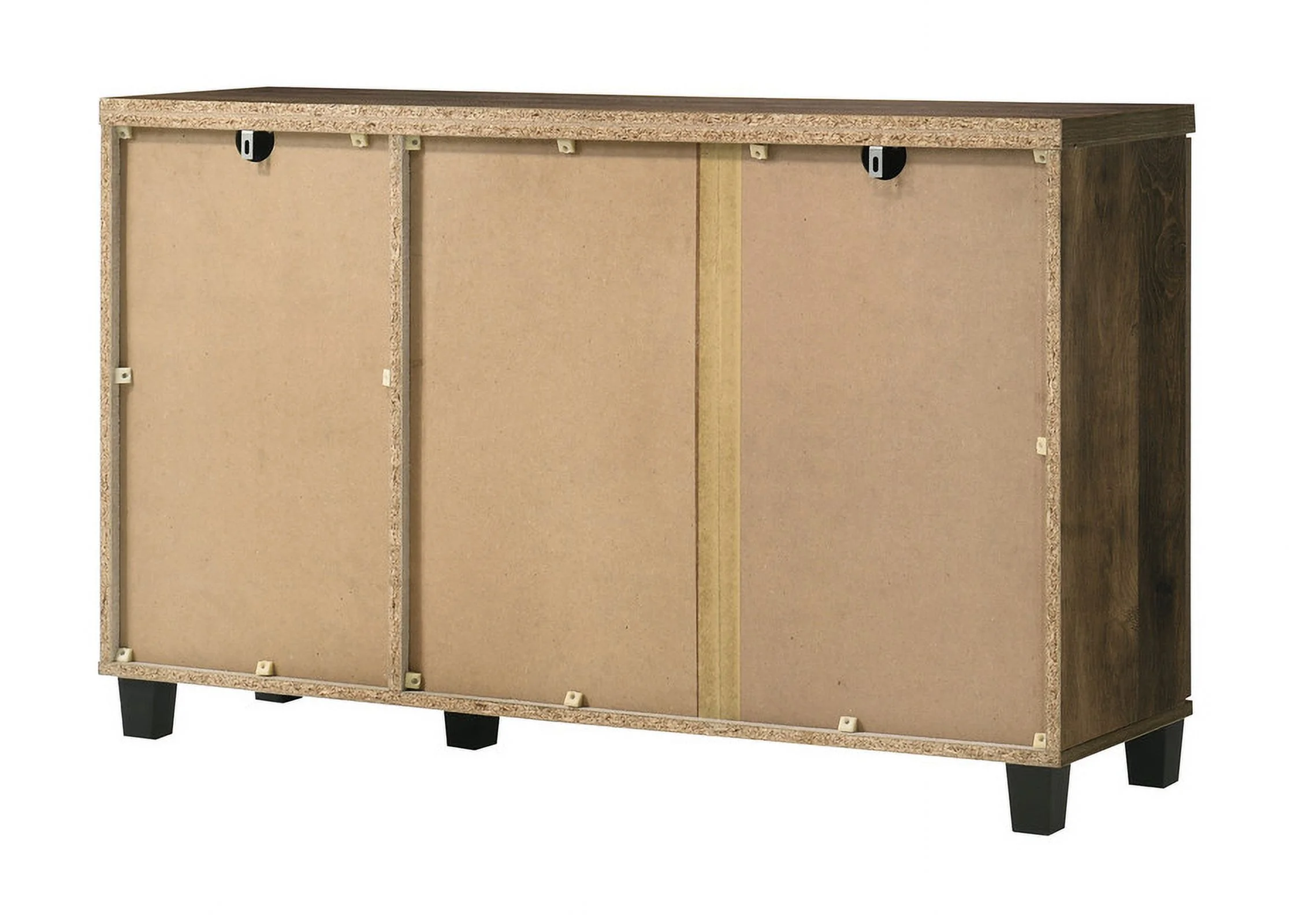 Qumbnk Wood Shoes Storage Cabinet with Handle, 3 Door Accent Cabinet for Living Room, Bedroom, Dark Brown - Image 4