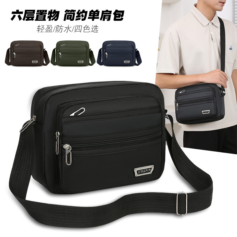 New lightweight single-shoulder crossbody bag for men, suitable for commuting, simple and stylish, large-capacity coin purse with logo printed, wholesale