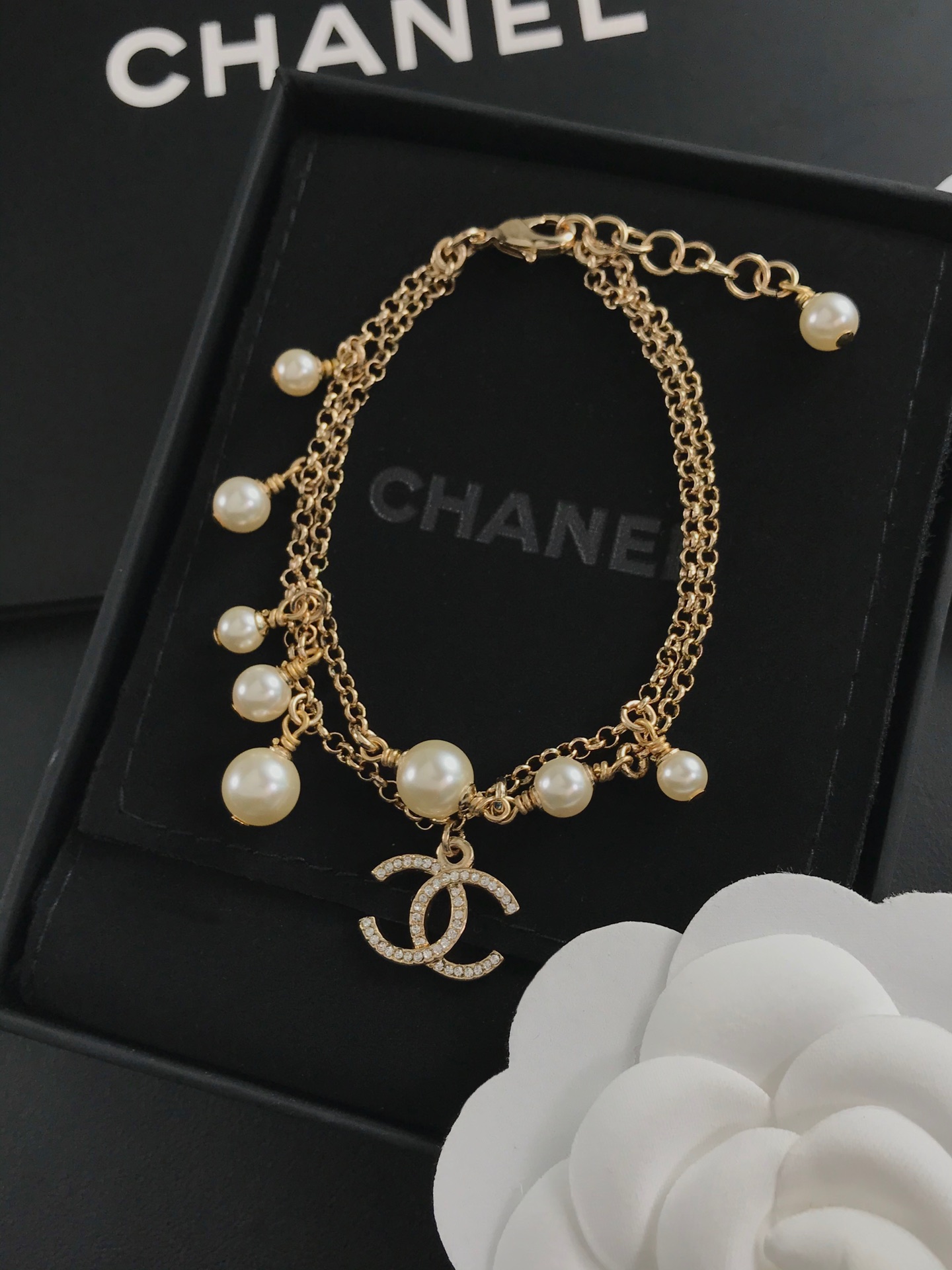 Chanel Dainty Two Layers Chain Pearl Bracelet - Original Replica Club