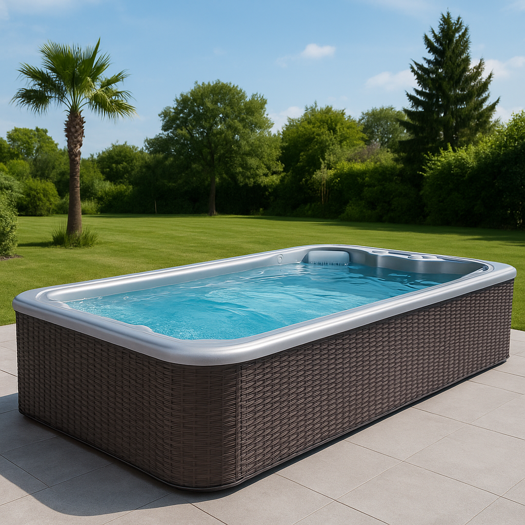 Piscina tubular rectangular Rectangular Sí Piscina Tubular PVC y acero Jardín Ratán oscuro 732x366x132 cm