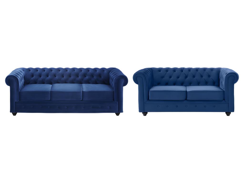 Sofá de 3+2 plazas CHESTERFIELD - Terciopelo azul real