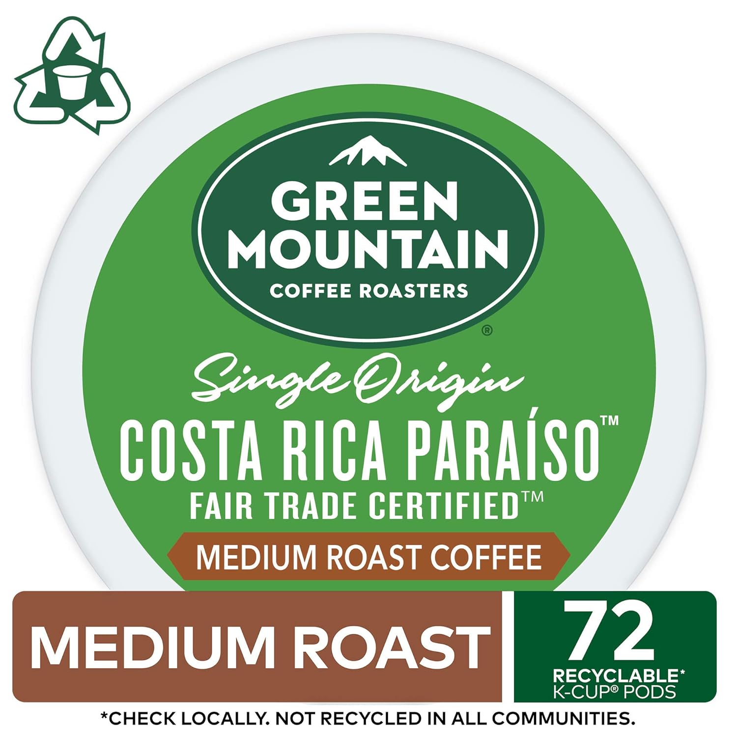 Green Mountain Coffee Roasters Costa Rica Paraiso Single-Serve K-Cup Pods. Medium Roast Coffee. 72 Count