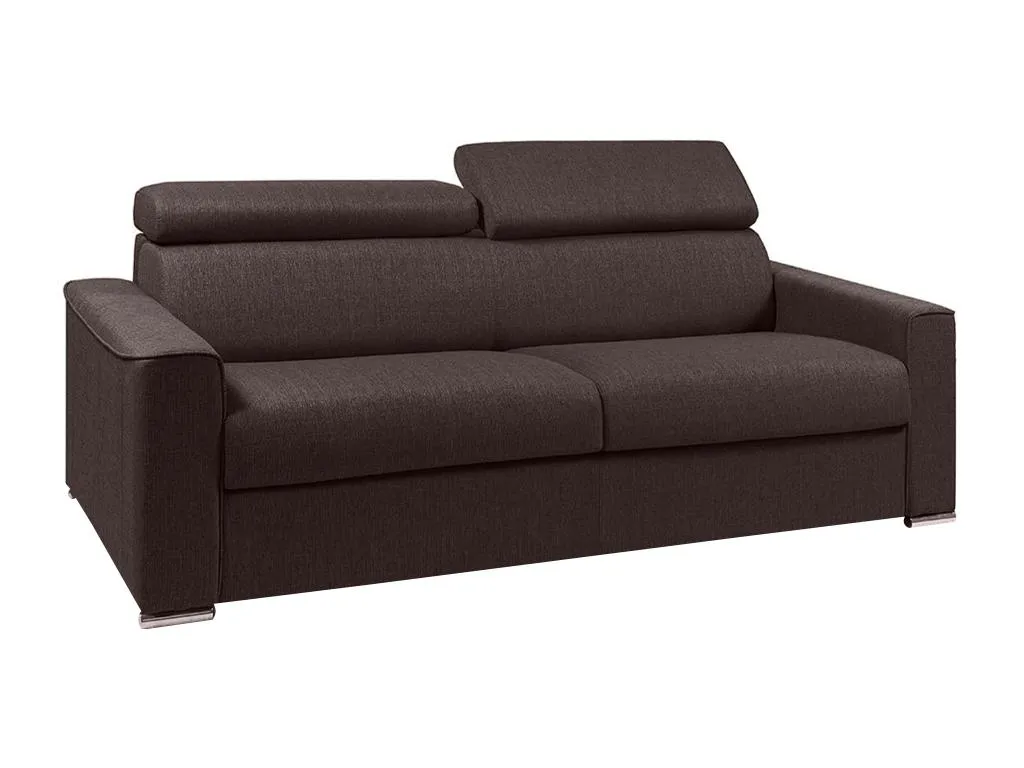 Sofá cama de 4 plazas de tela de apertura rápida Lluesmamuebles - Marrón - Somier de láminas de 160 cm - Colchón de 16 cm con memoria de forma