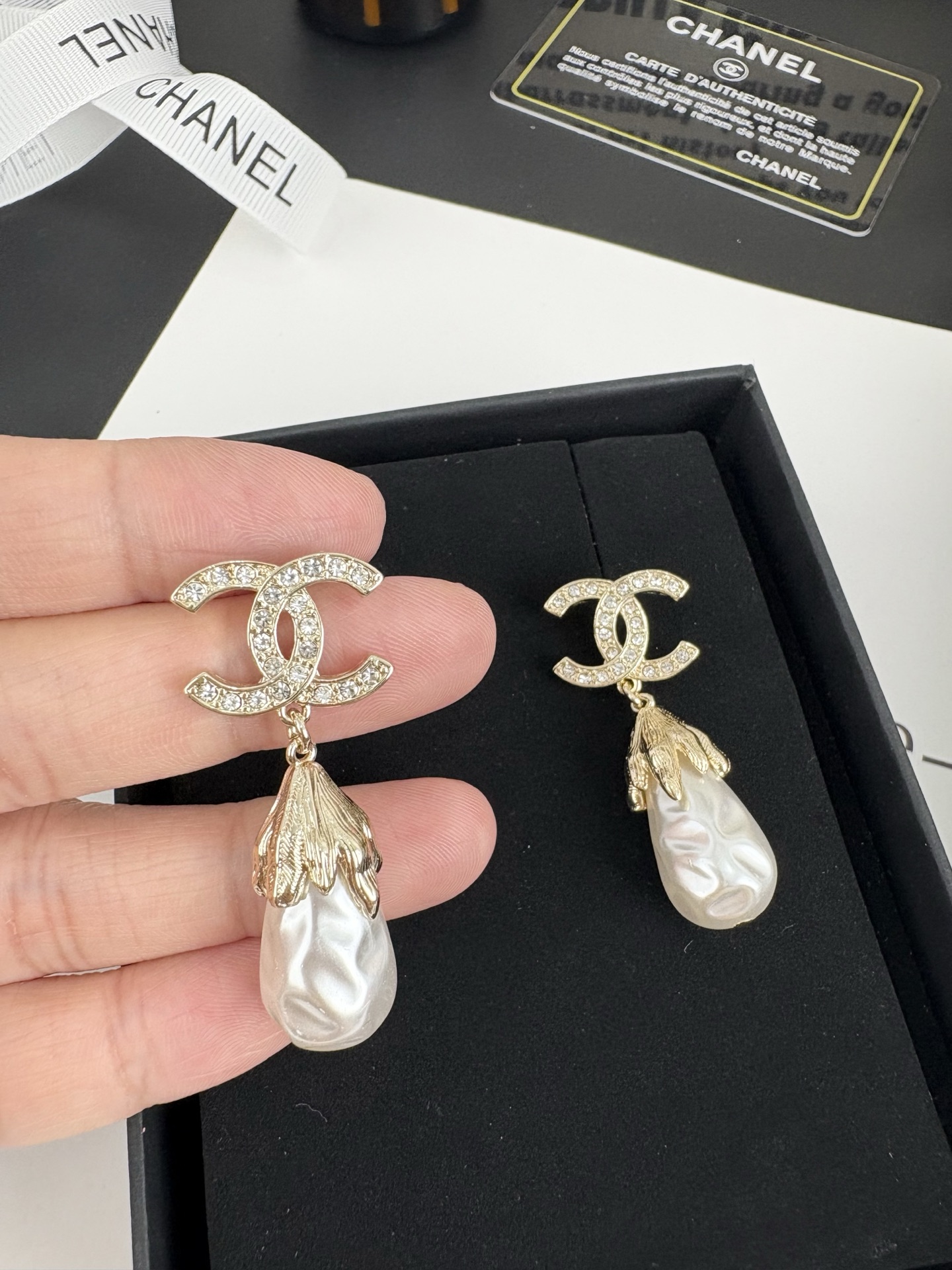 Chanel Vintage Baroque Pearl Dangle Earrings - Original Replica Club
