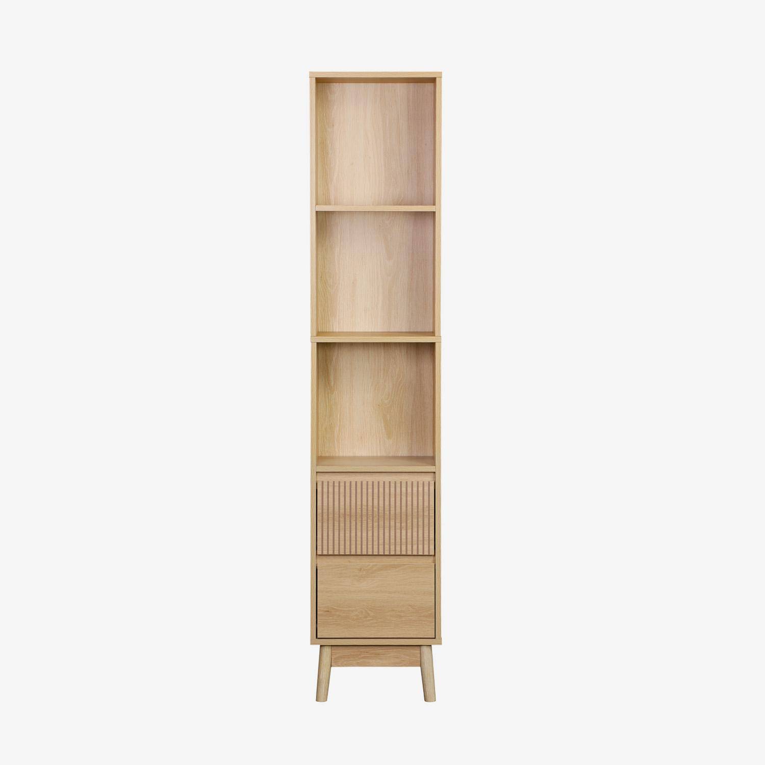 Linear -  Columna de madera con 3 estantes y 2 cajones