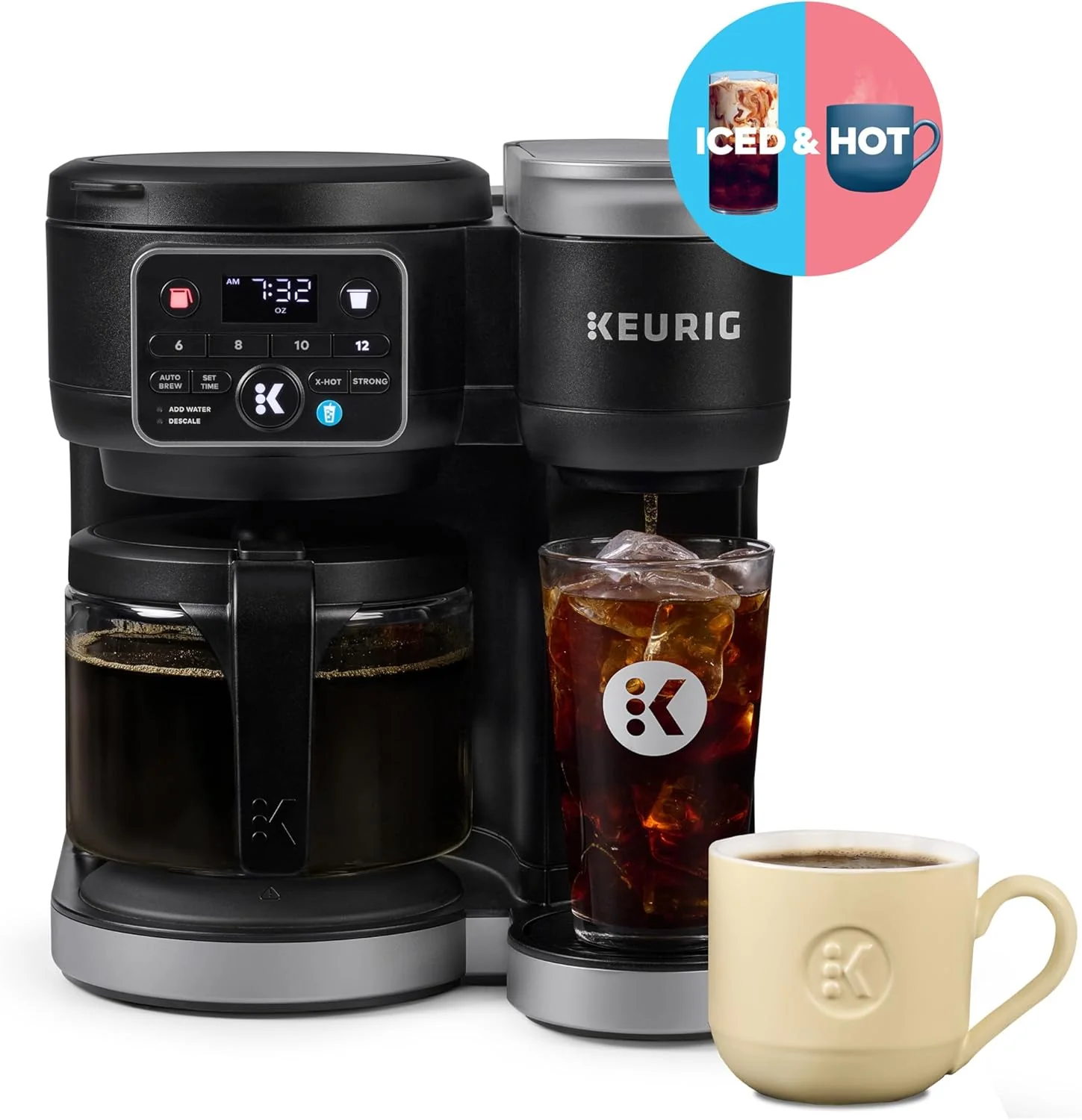 Keurig K-Duo Hot & Iced Single Serve & Carafe Coffee Maker MultiStream Technology 72oz Reservoir