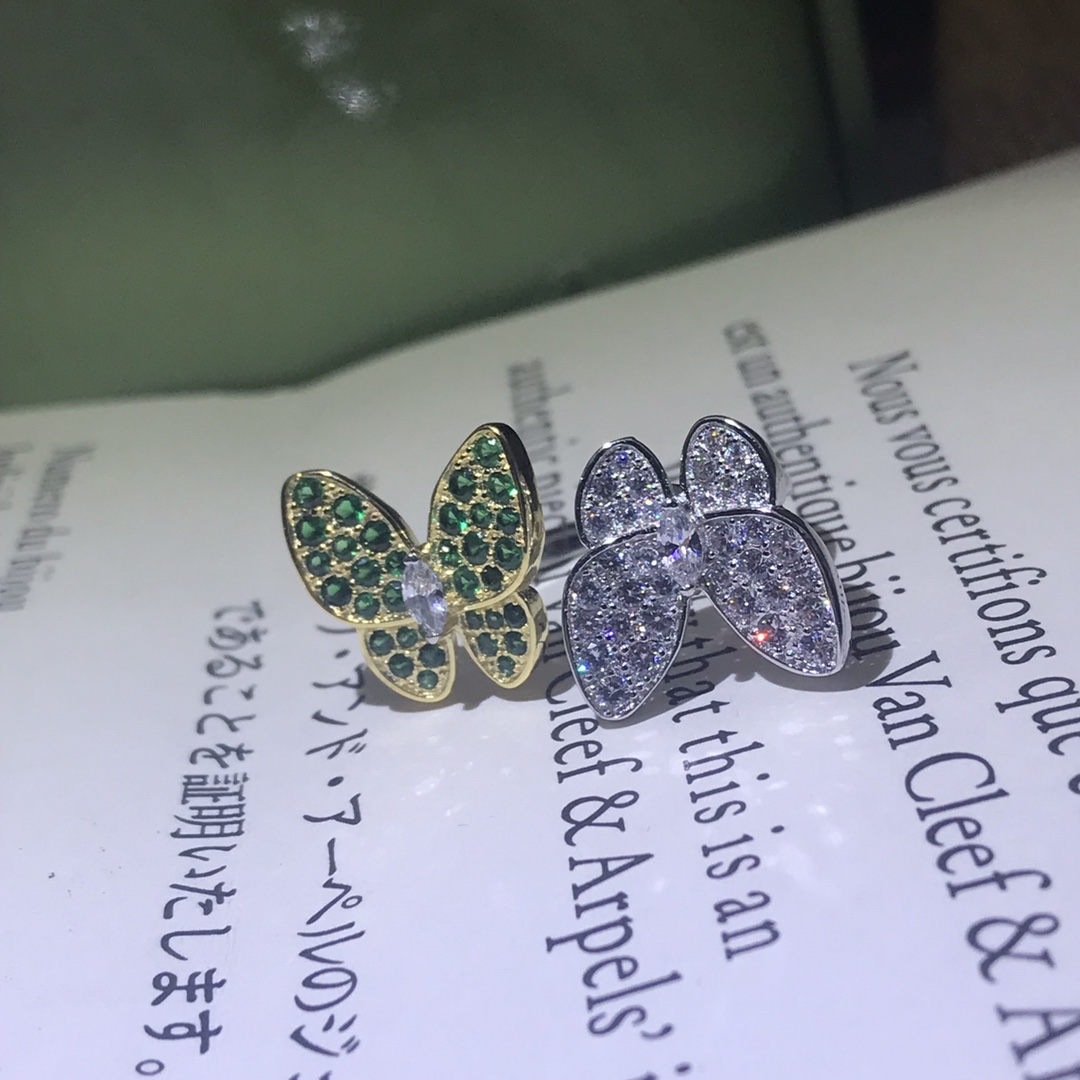 VCA Full Diamond Two Butterfly Between the Finger Ring - Original Replica Club