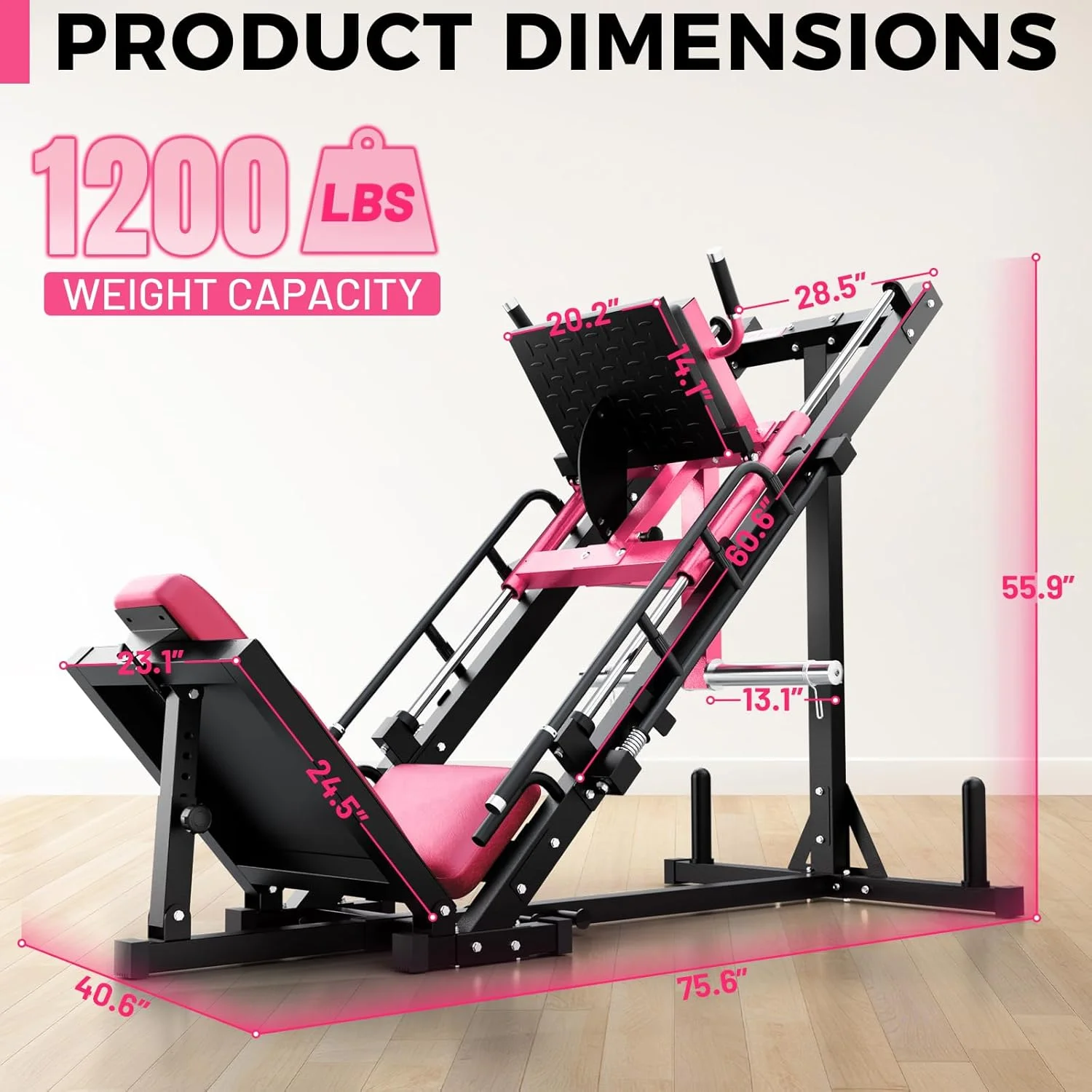 RitFit Leg Press Hack Squat Machine, Professional Adjustable Leg Press Machine for Home Gym with Linear Bearing, Specialty Hack Squat Machine for Full Lower Body Workout with Weight Storage, Pink - Image 9