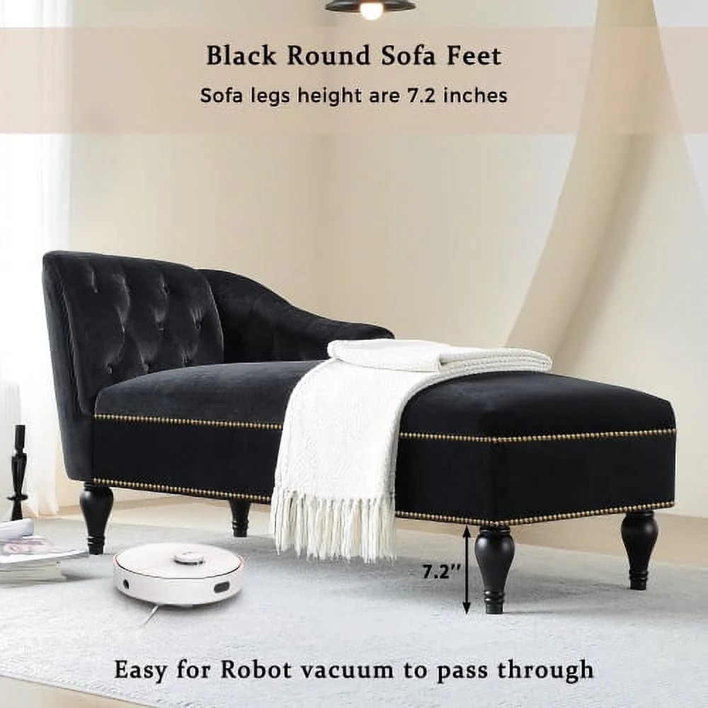 THINK 30,Velvet Chaise Lounge with Rolled Arm, 58” Upholstered Sofa Lounge Chair for Living Room Bedroom - Image 6