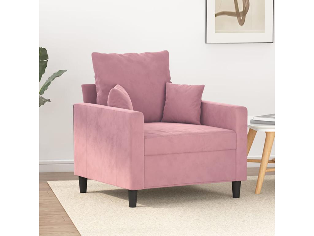 Sillón de terciopelo rosa 60 cm