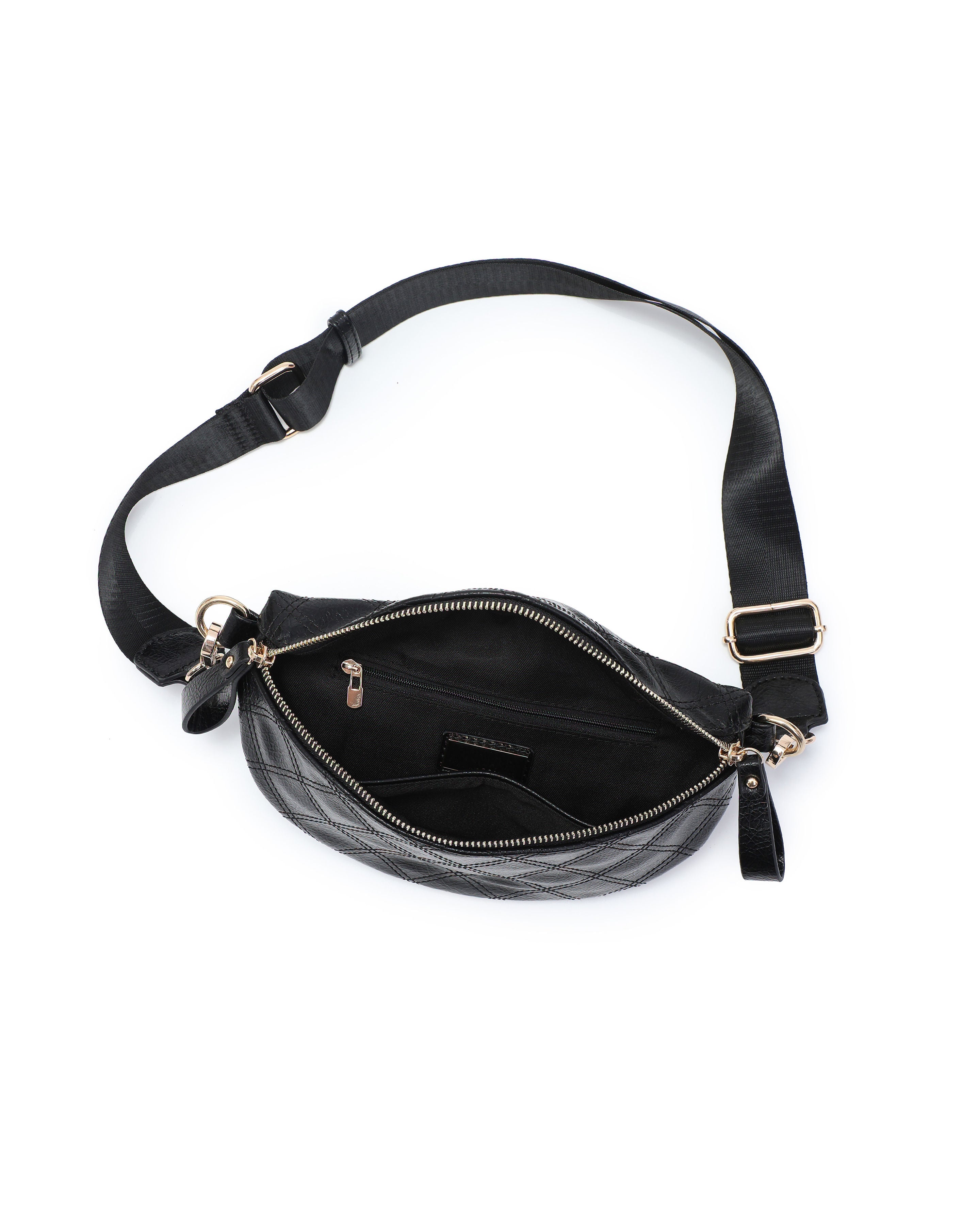 Jenny Faux Leather Belt Bag - Black - Se7enfashion