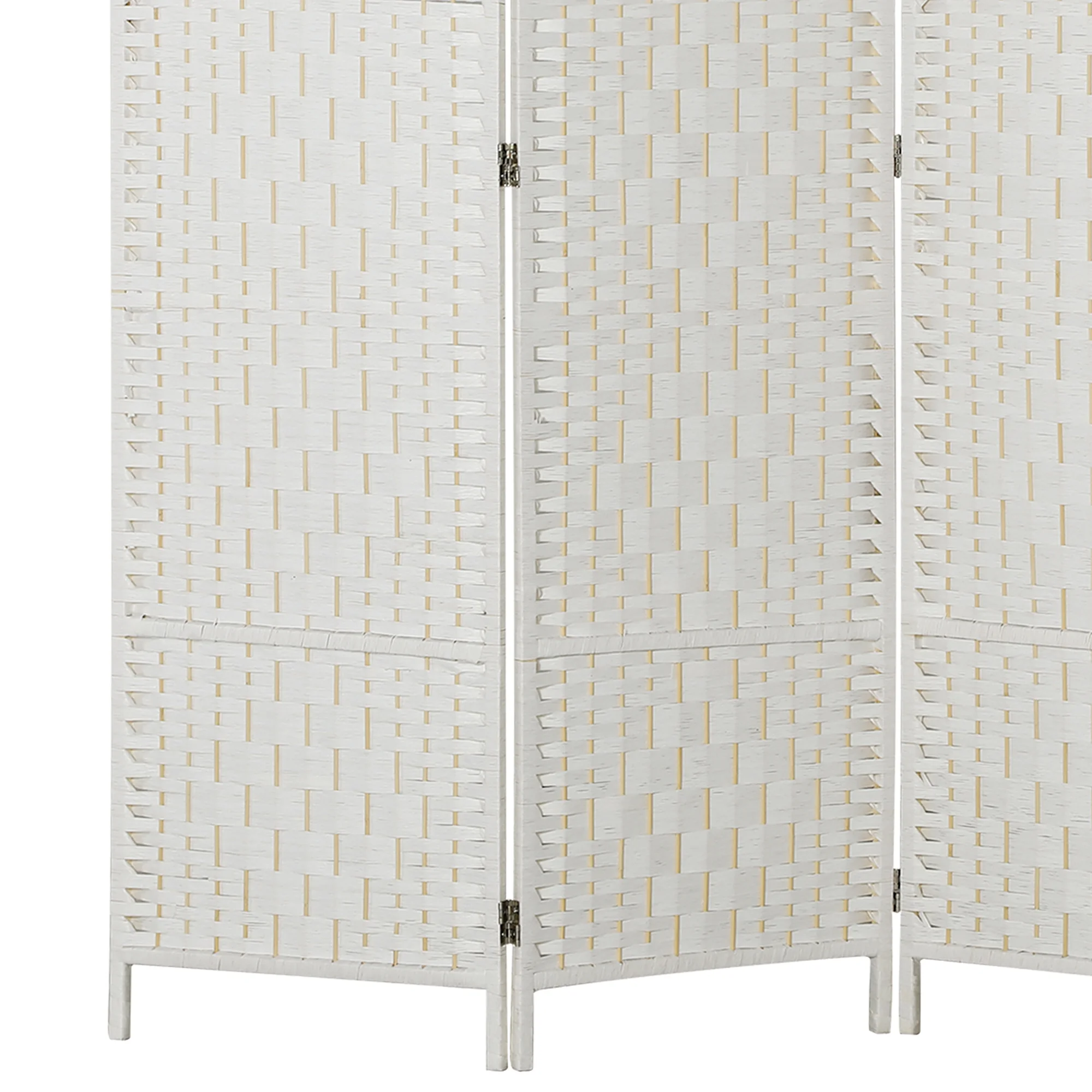 HOMCOM Room Divider, 3 Panel Folding Privacy Screen, 6FT Tall Portable Wicker Weave Partition Wall Divider for Bedroom, Home Office, White - Image 9