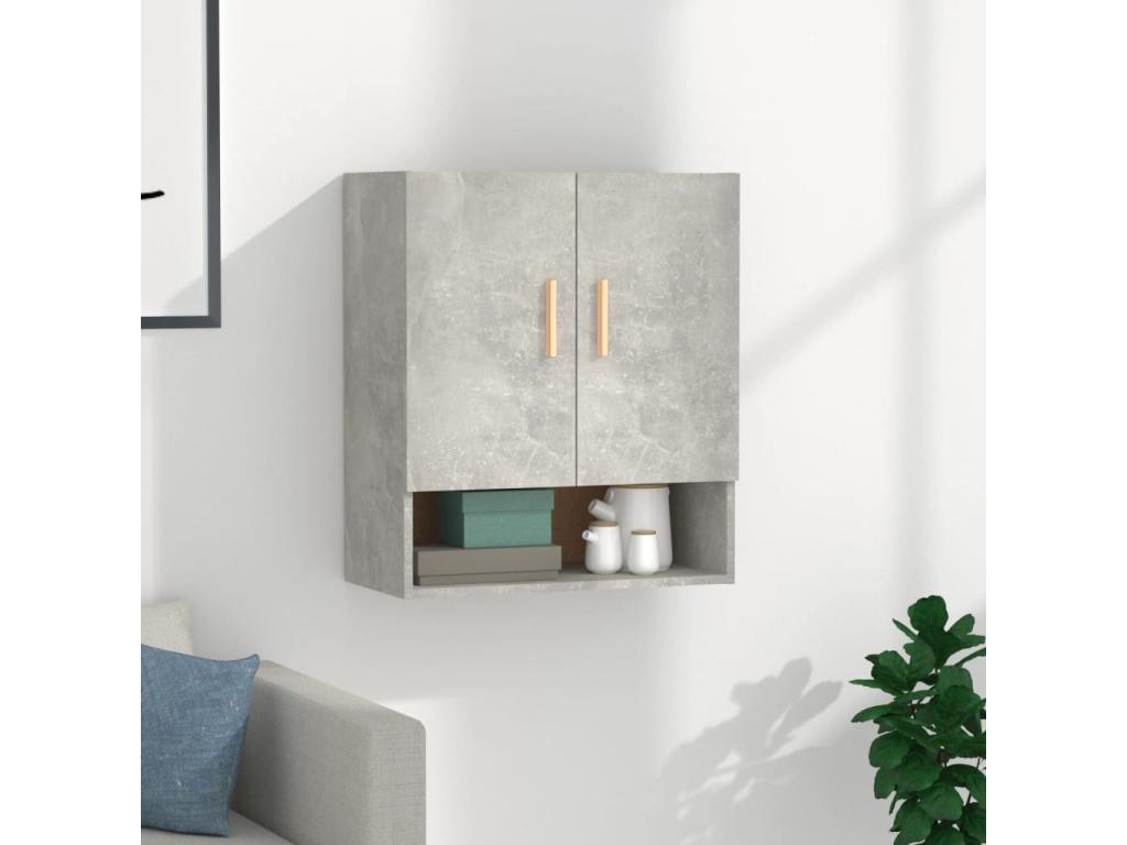 Armario de pared madera contrachapada gris hormigón 60x31x70 cm