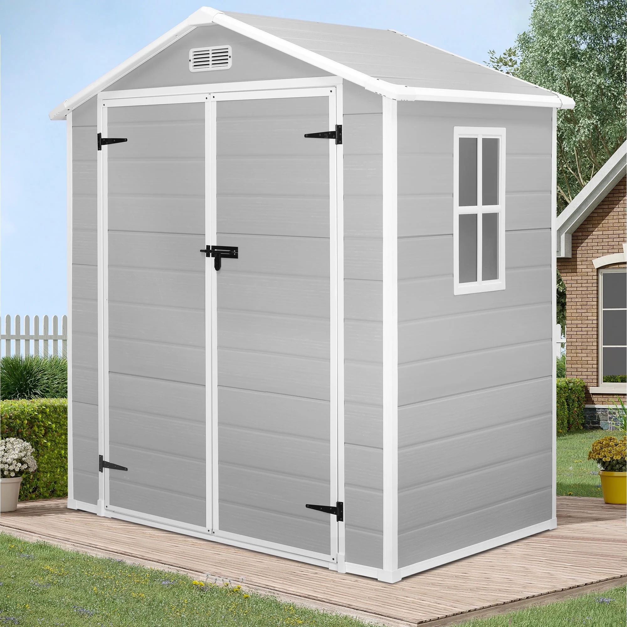 Enyopro 306Gal Outdoor Storage Shed, Horizontal Resin Shed, Resistant Tool Plastic Shed for Storage of Bike/Garbage Cans/Garden Tools/Lawn Mowers - Image 22