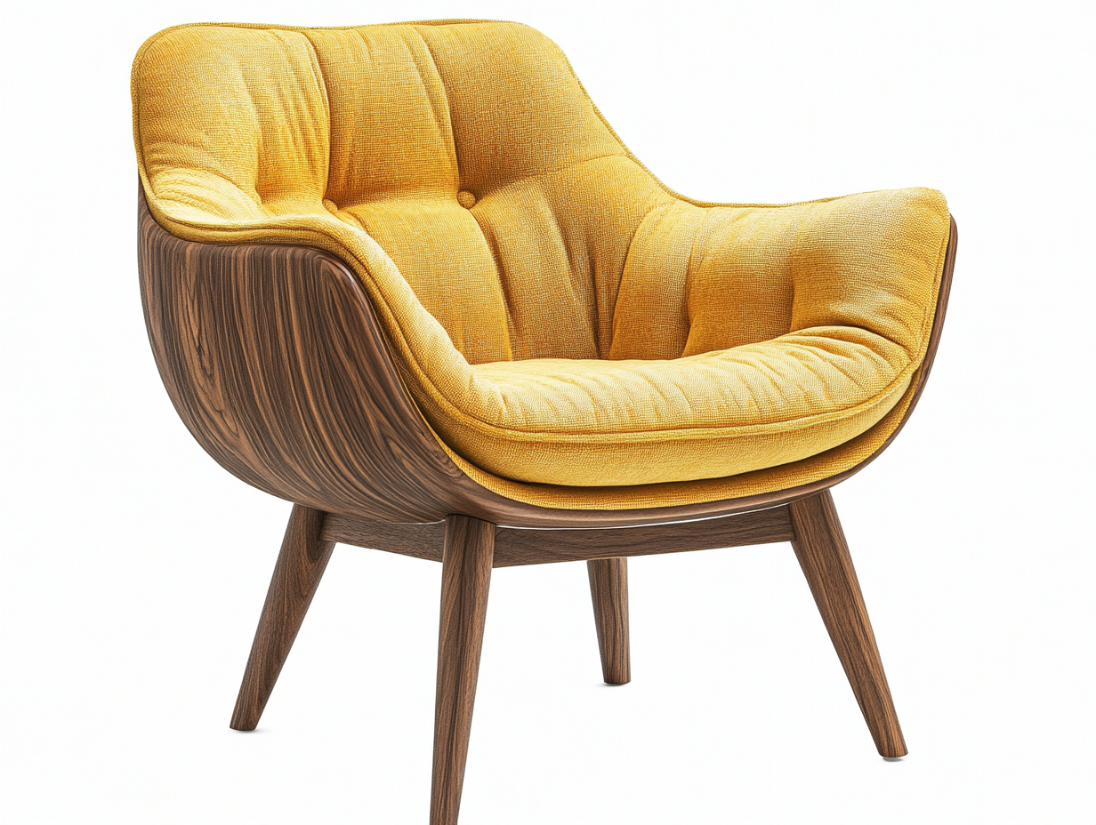 Sillón relax amarillo mostaza poliéster madera salón lectura 84x85x80 cm