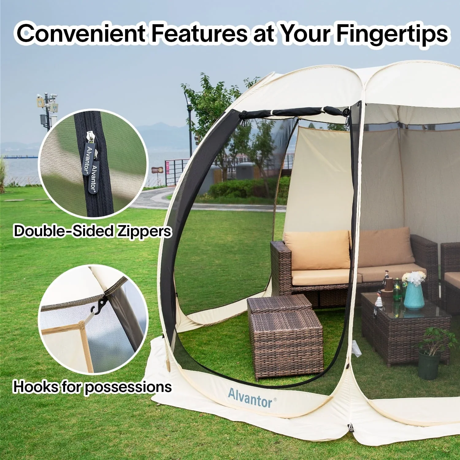 Alvantor Screen House Camping Instant Canopy 12 ft x 12 ft - Beige - Image 6 Alvantor Screen House Camping Instant Canopy 12 ft x 12 ft - Beige - Image 6