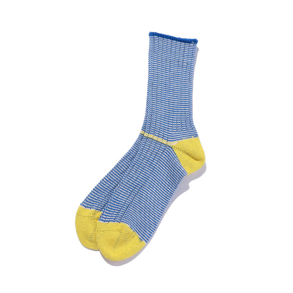 Beams Plus - Chaussettes Rib Pinstripe - Bleu & Jaune
