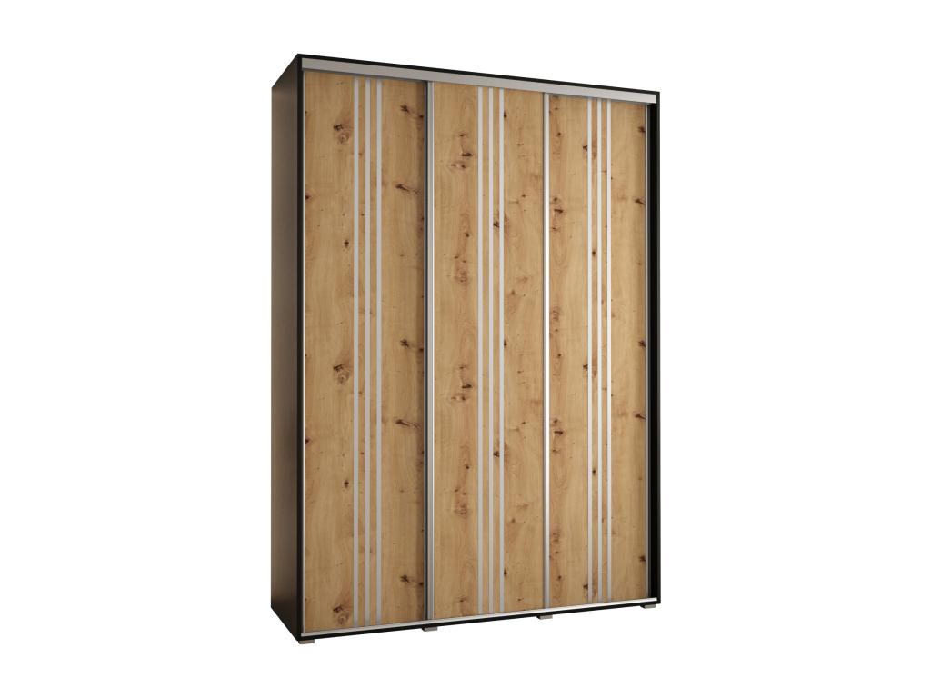 ARMARIO DAVOS 6 DE PUERTAS CORREDERAS 235,2/170/45 3 puertas (Negro/Artisan/Plata)