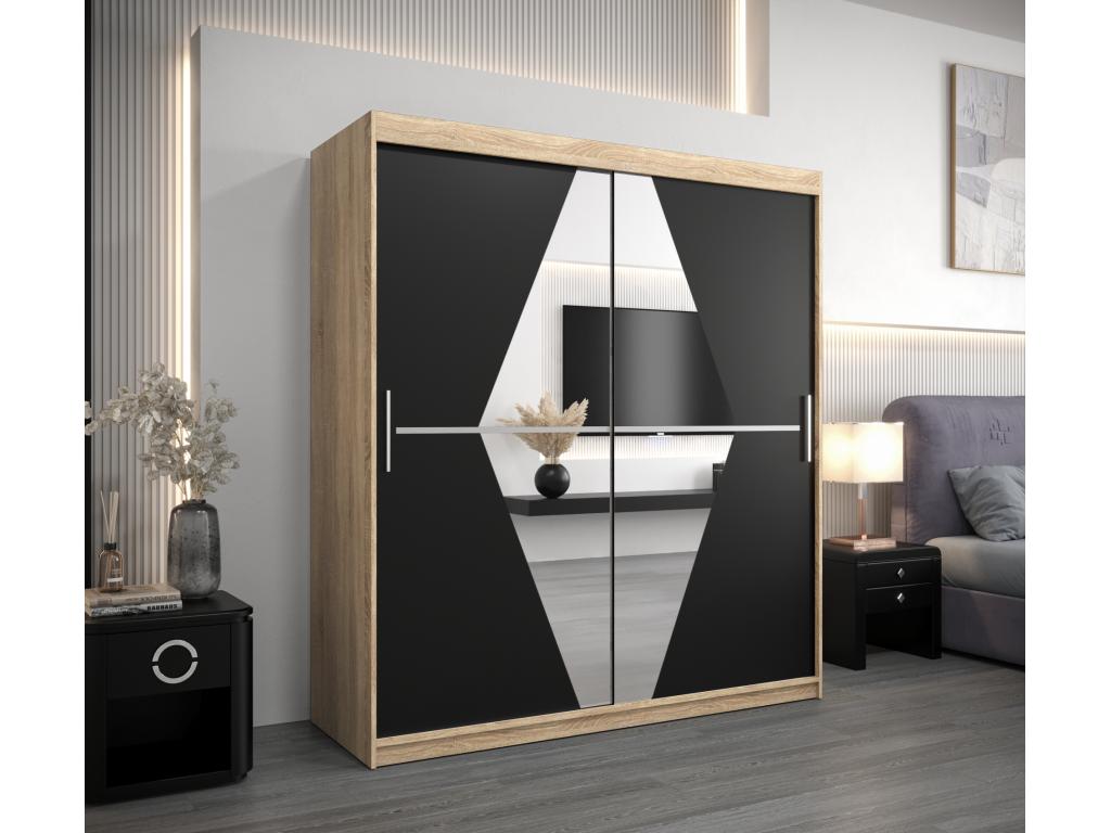 Armario de puertas correderas 200/180/62 2 puertas Nestliq/negro