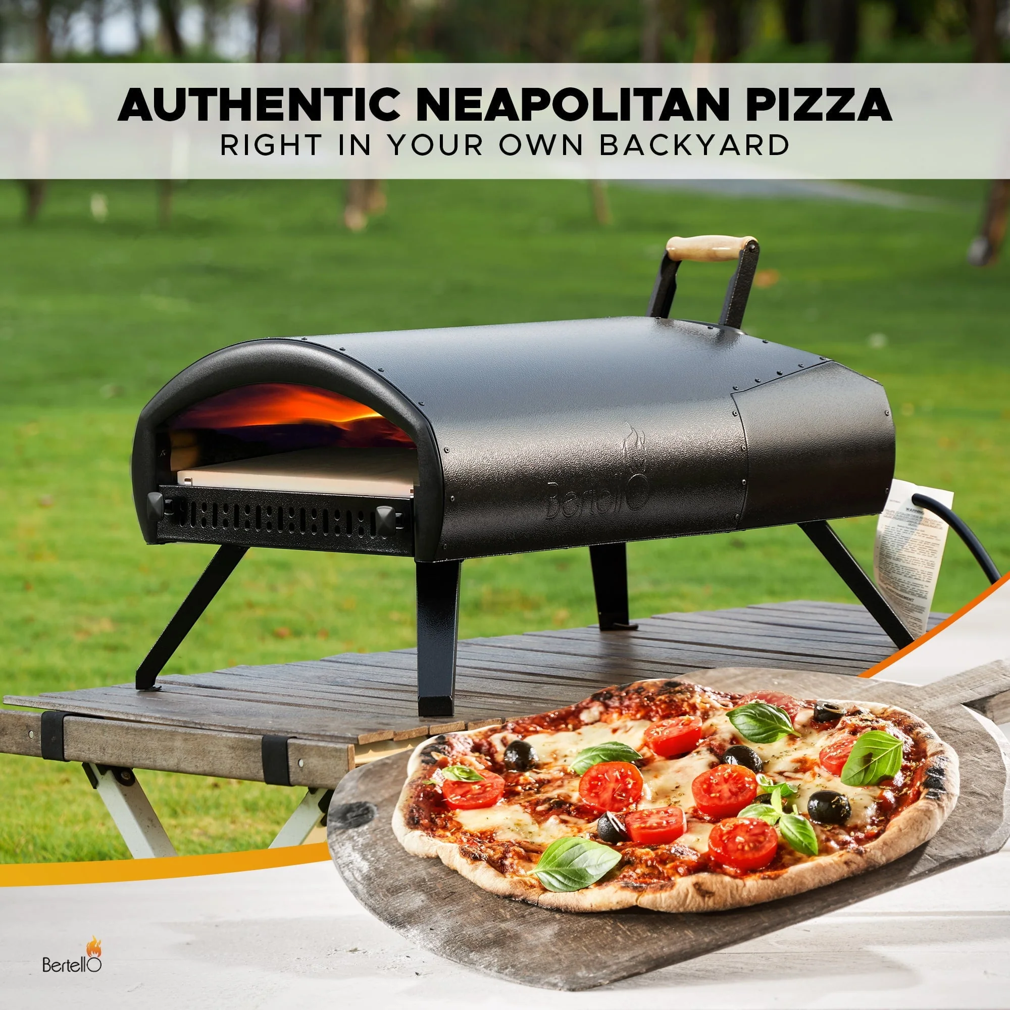 Bertello Grande 16" Outdoor Pizza Oven - Gas & Wood Fired Simultaneously - Outdoor Pizza Oven AS SEEN ON SHARK TANK - PATENTED - Image 8