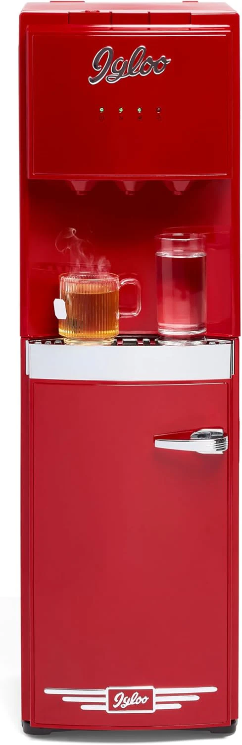 Igloo Top Loading Water Cooler Hot Cold Dispenser Black Stainless Steel